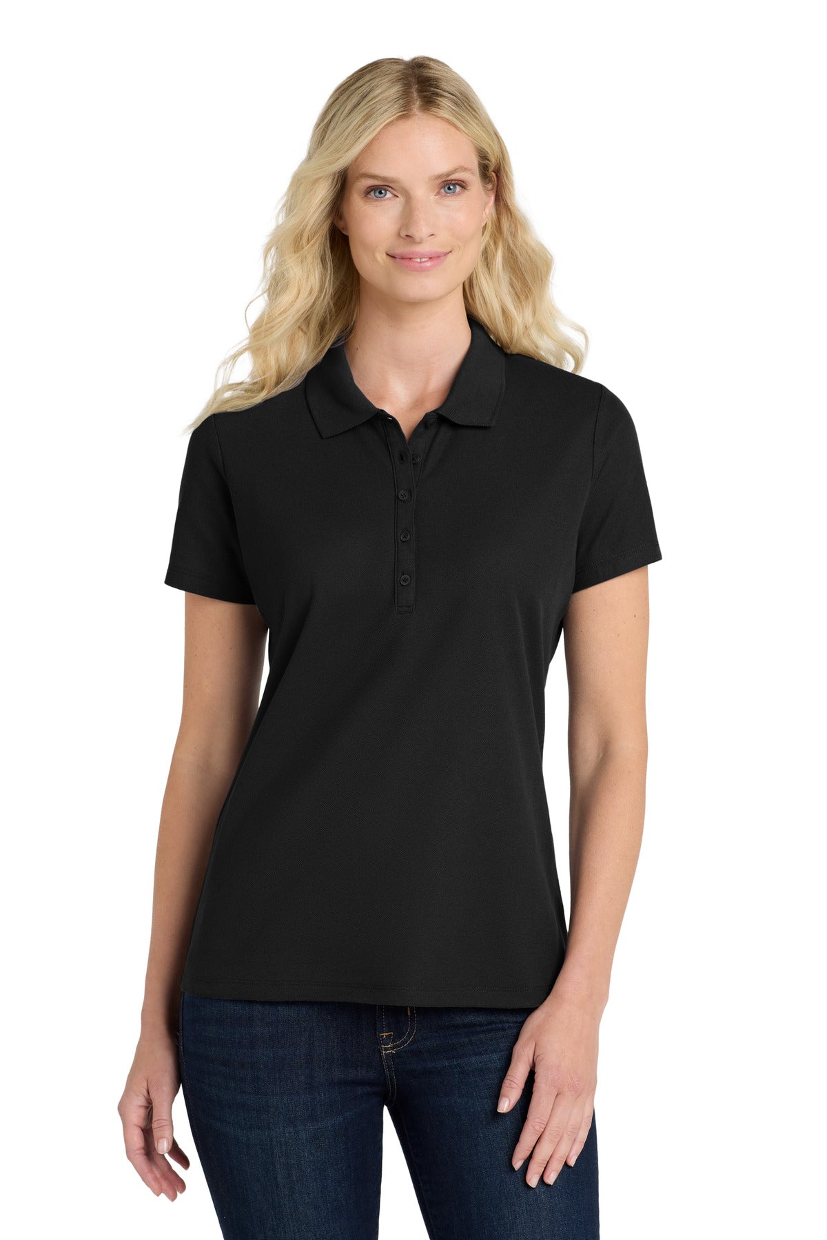 Port Authority Women's SuperPro React  Polo. LK810 - Deep Black