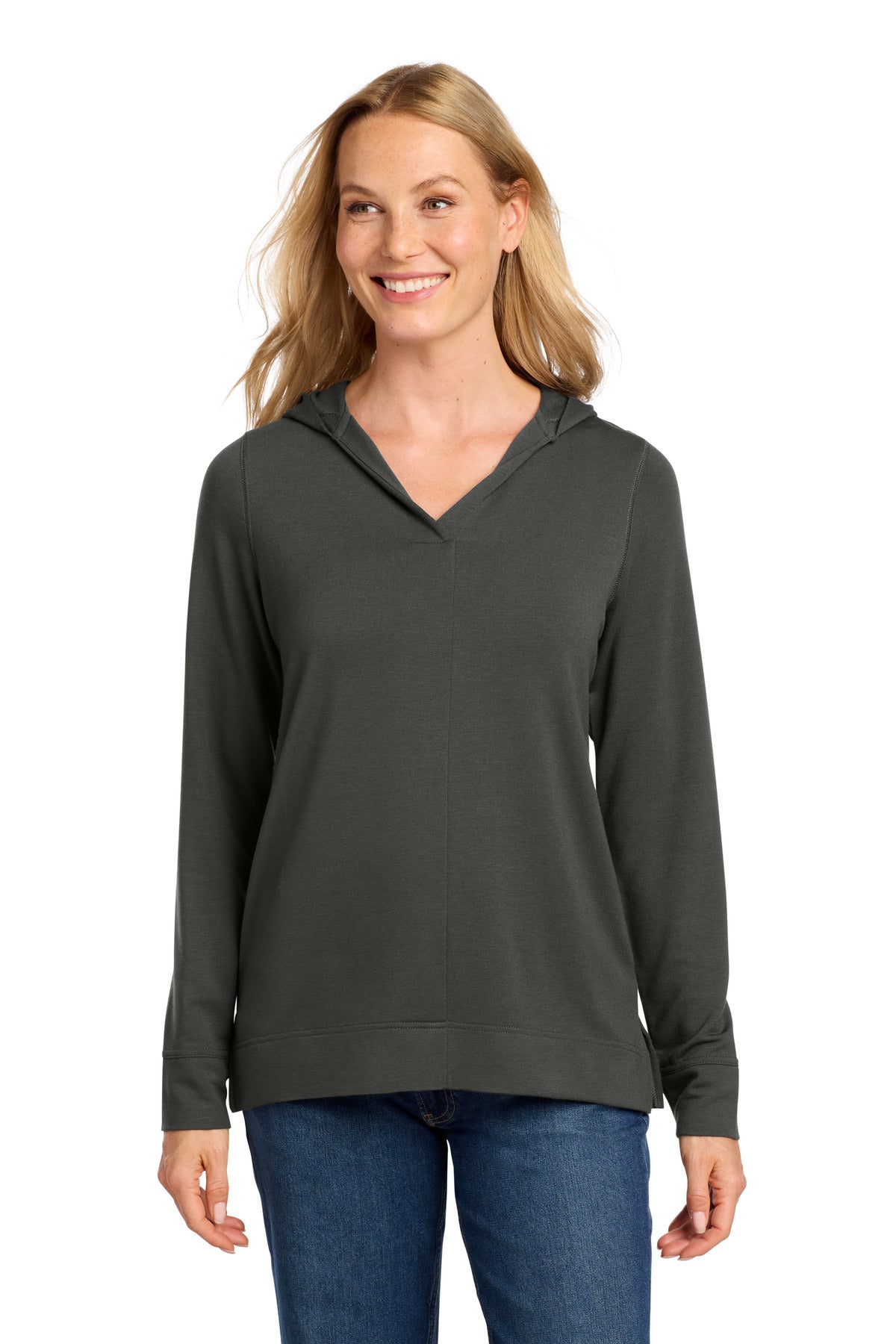 Port Authority Women's Microterry Pullover Hoodie LK826 - Charcoal