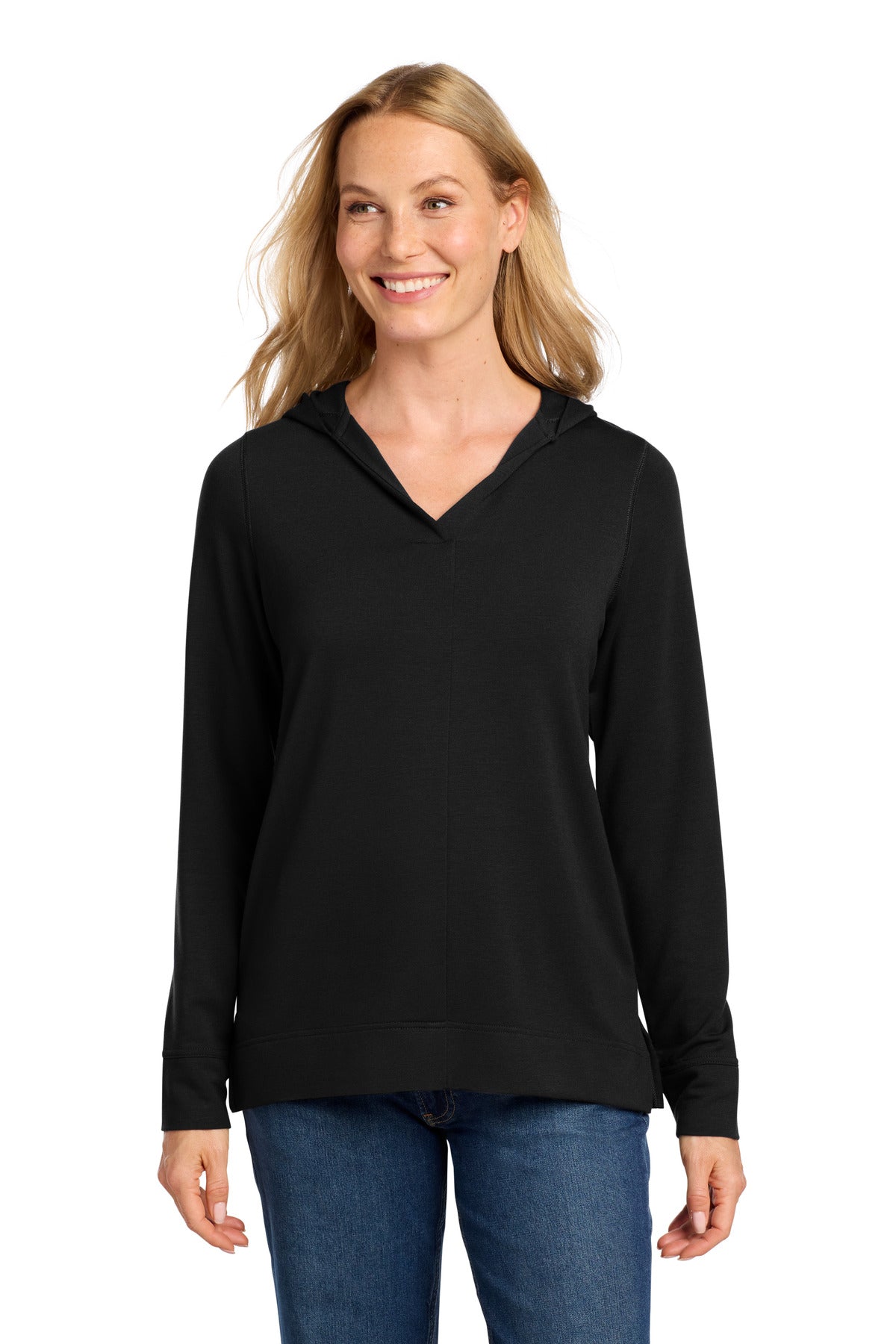 Port Authority Women's Microterry Pullover Hoodie LK826 - Deep Black