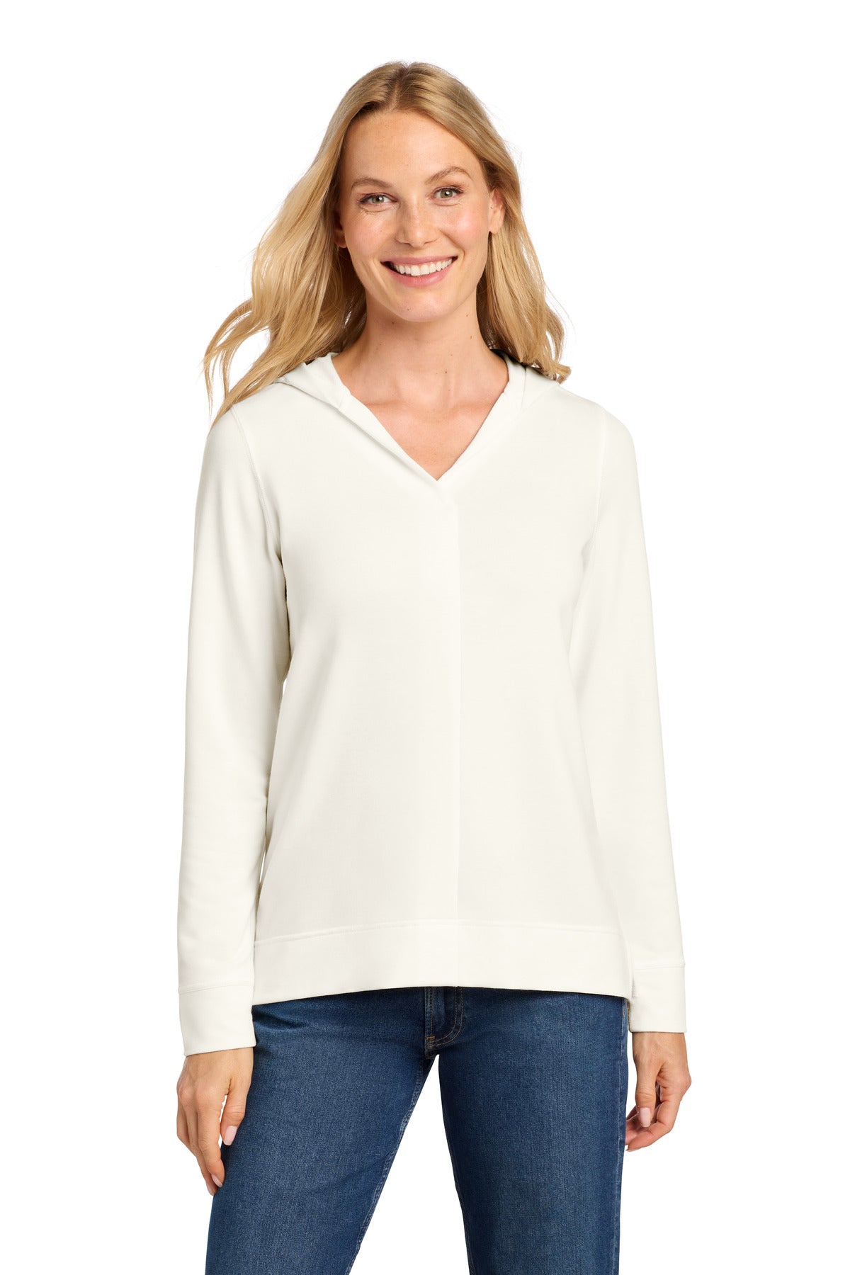 Port Authority Women's Microterry Pullover Hoodie LK826 - Ivory Chiffon