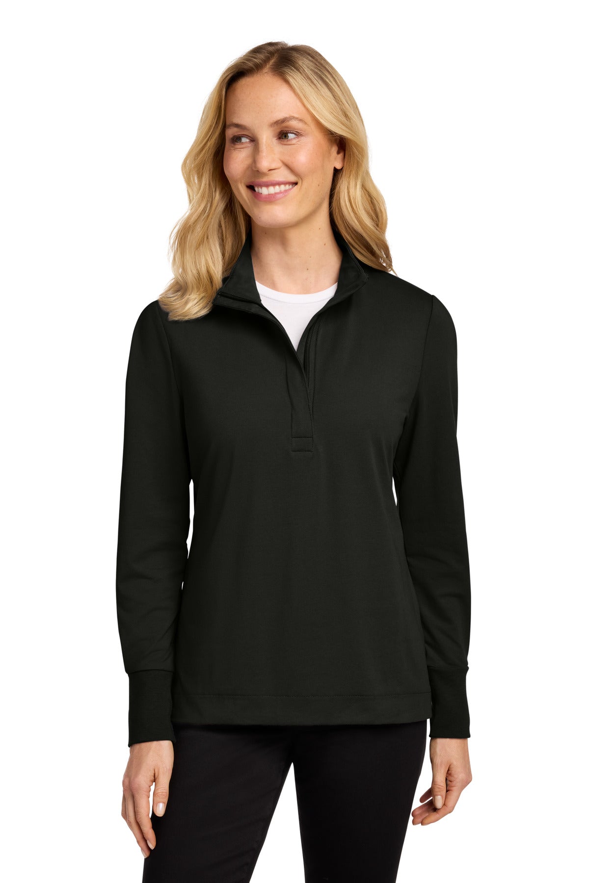 Port Authority Women's Fairway Stretch 1/4-Zip LK829 - Deep Black