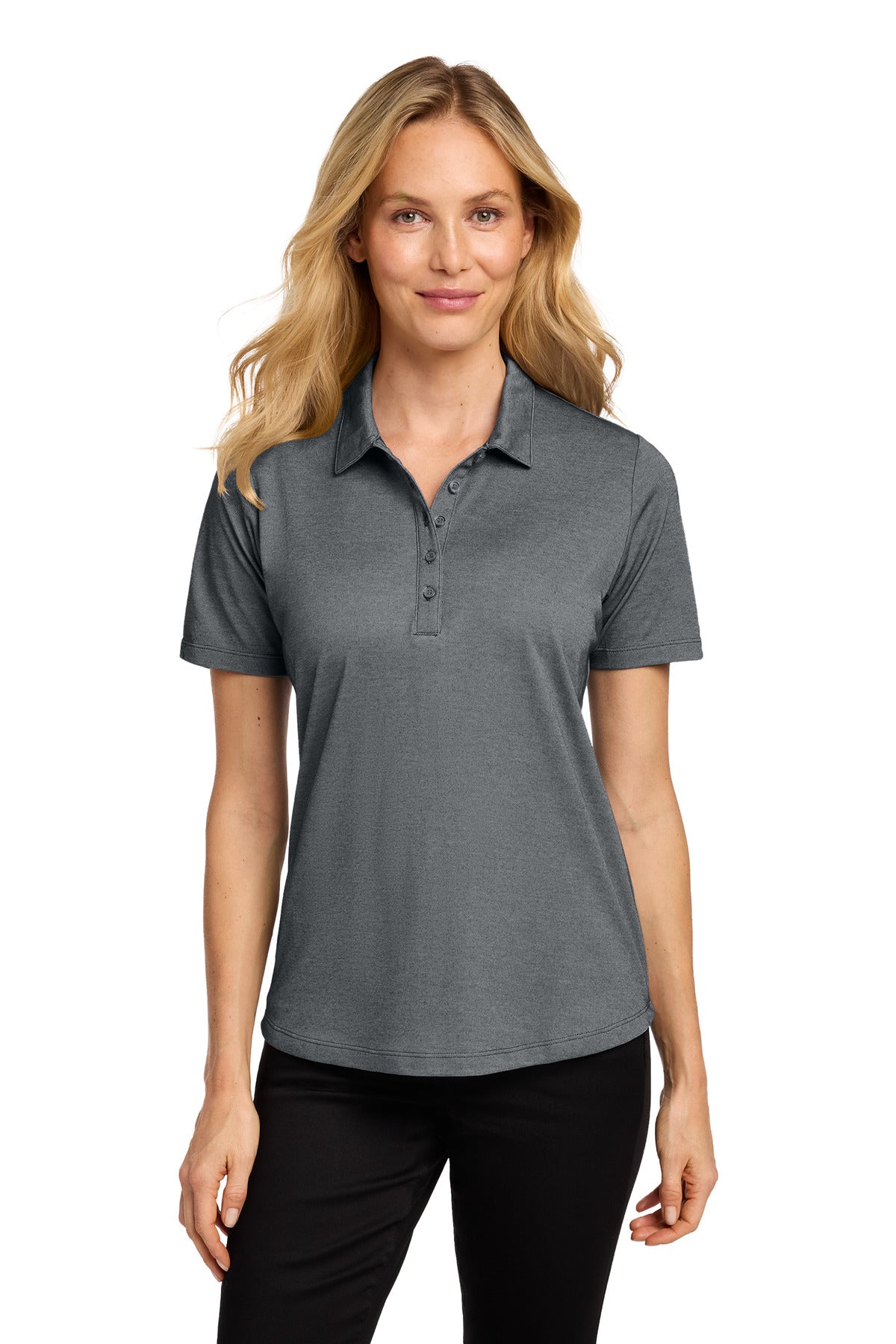 Port Authority Women's Fine Pique Blend Polo LK830 - Charcoal Heather