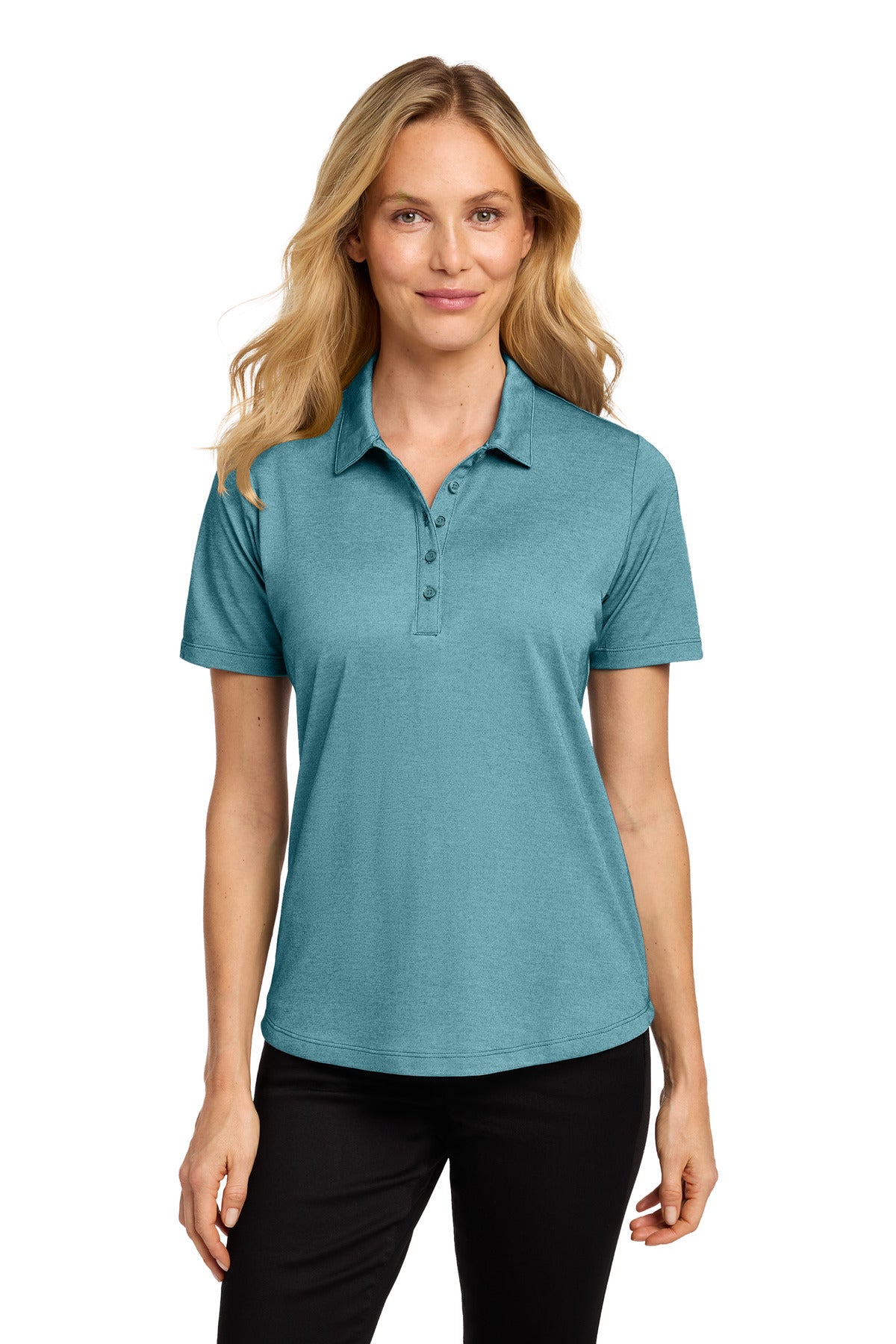 Port Authority Women's Fine Pique Blend Polo LK830 - Dark Teal Heather