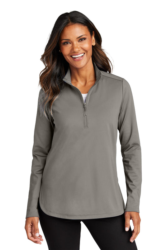 Port Authority Women's C-FREE Double Knit 1/4-Zip LK880 - Smoke Grey