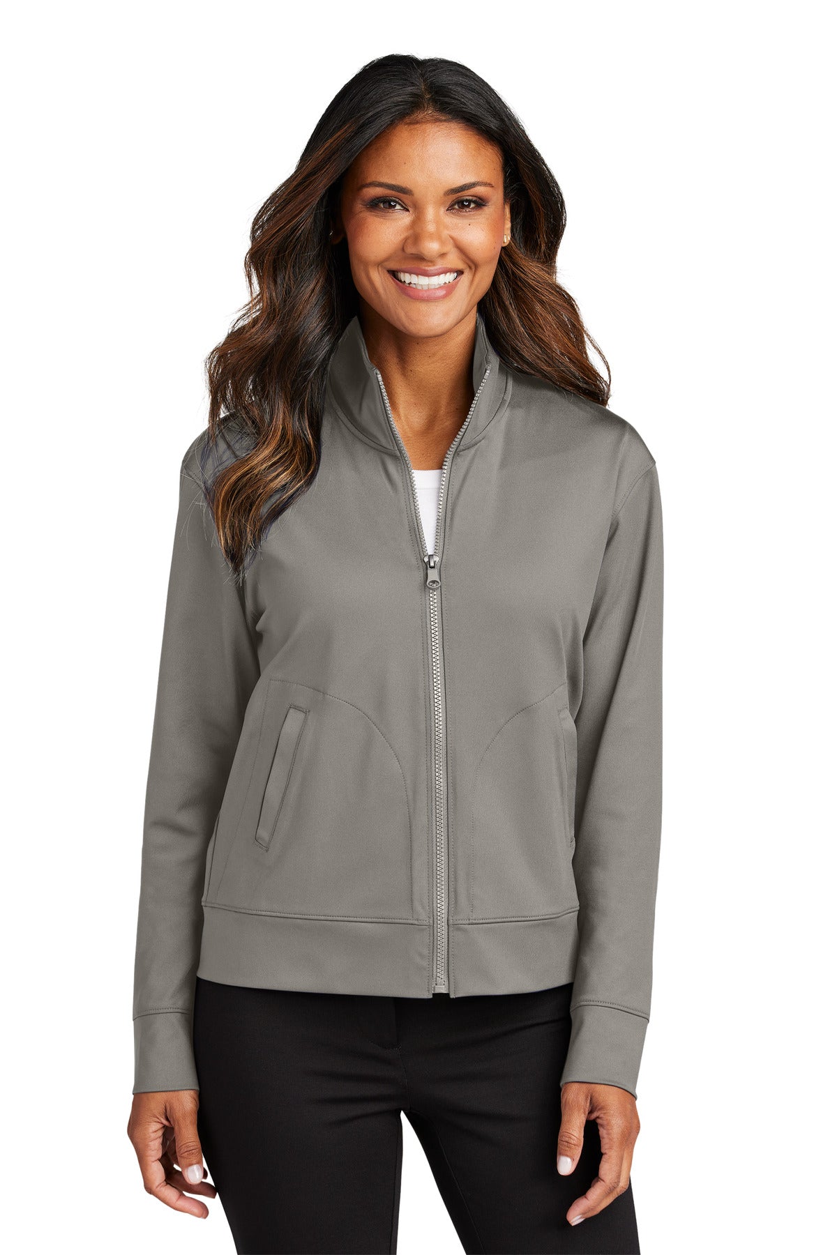 Port Authority Women's C-FREE Double Knit Full-Zip LK881 - Smoke Grey
