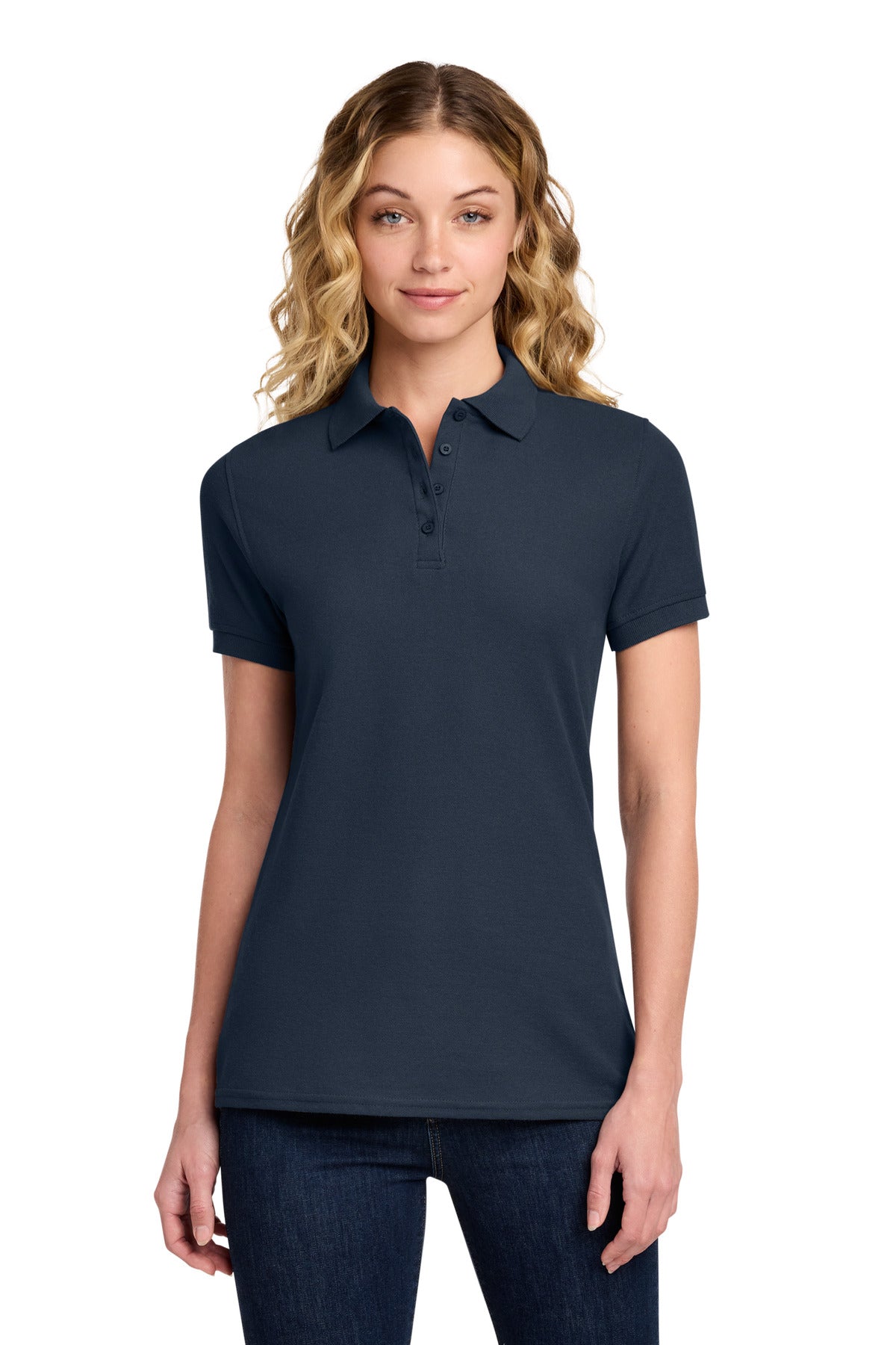 Port & Co Women's Core Blend Pique Polo. LKP155 - Deep Navy