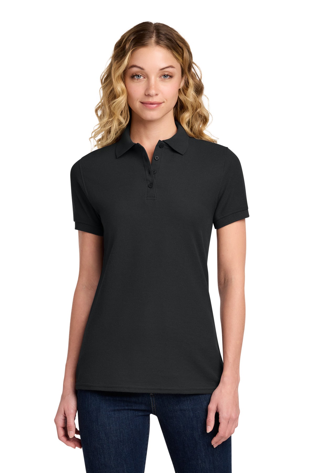 Port & Co Women's Core Blend Pique Polo. LKP155 - Jet Black