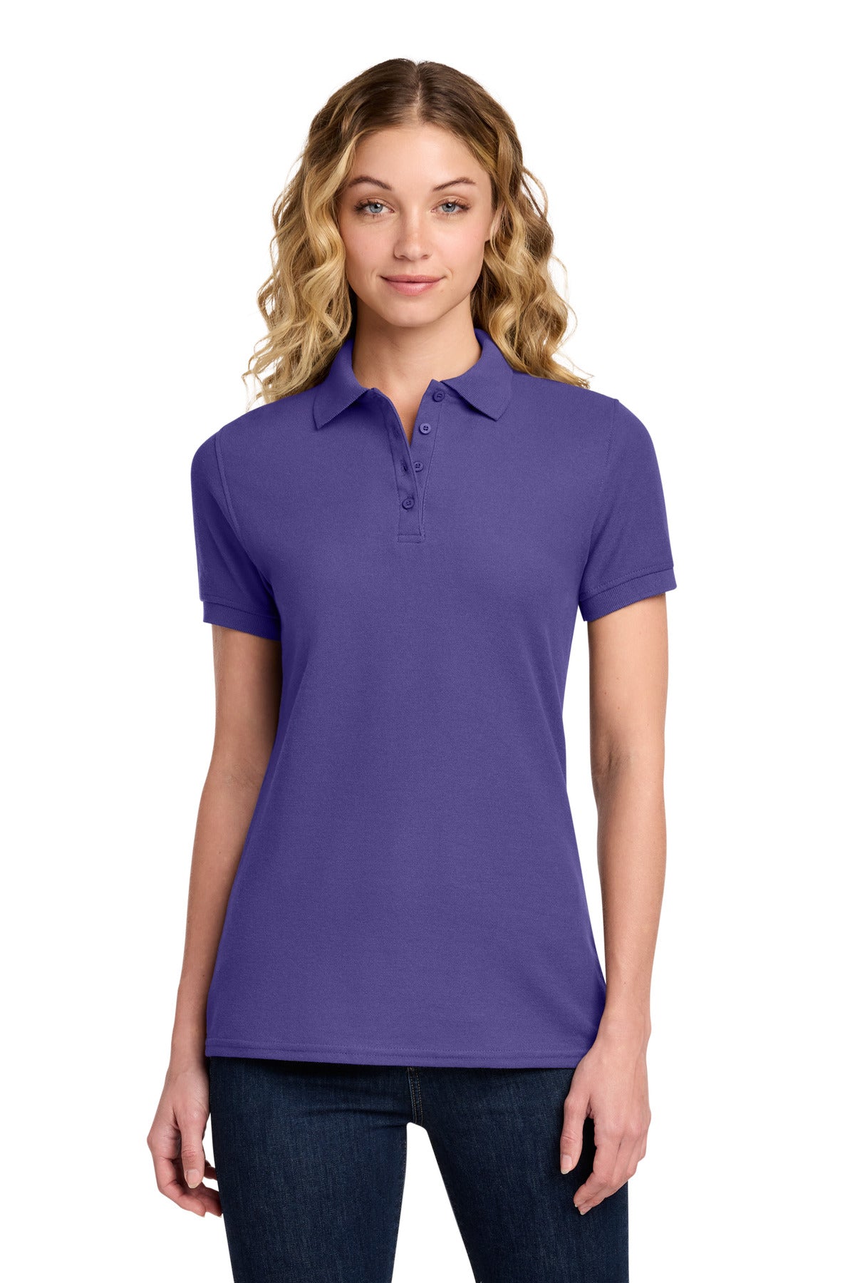 Port & Co Women's Core Blend Pique Polo. LKP155 - Purple
