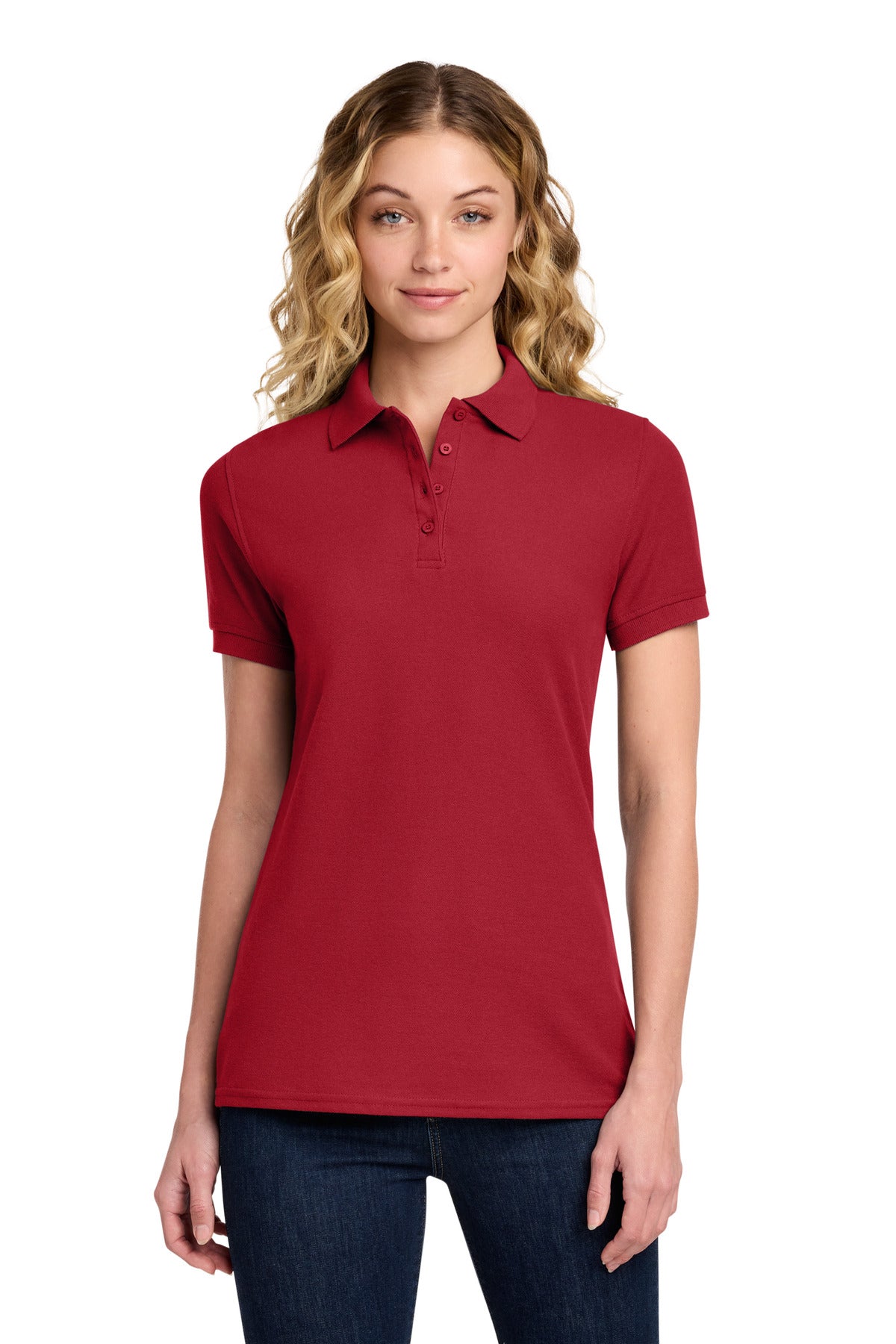 Port & Co Women's Core Blend Pique Polo. LKP155 - Red