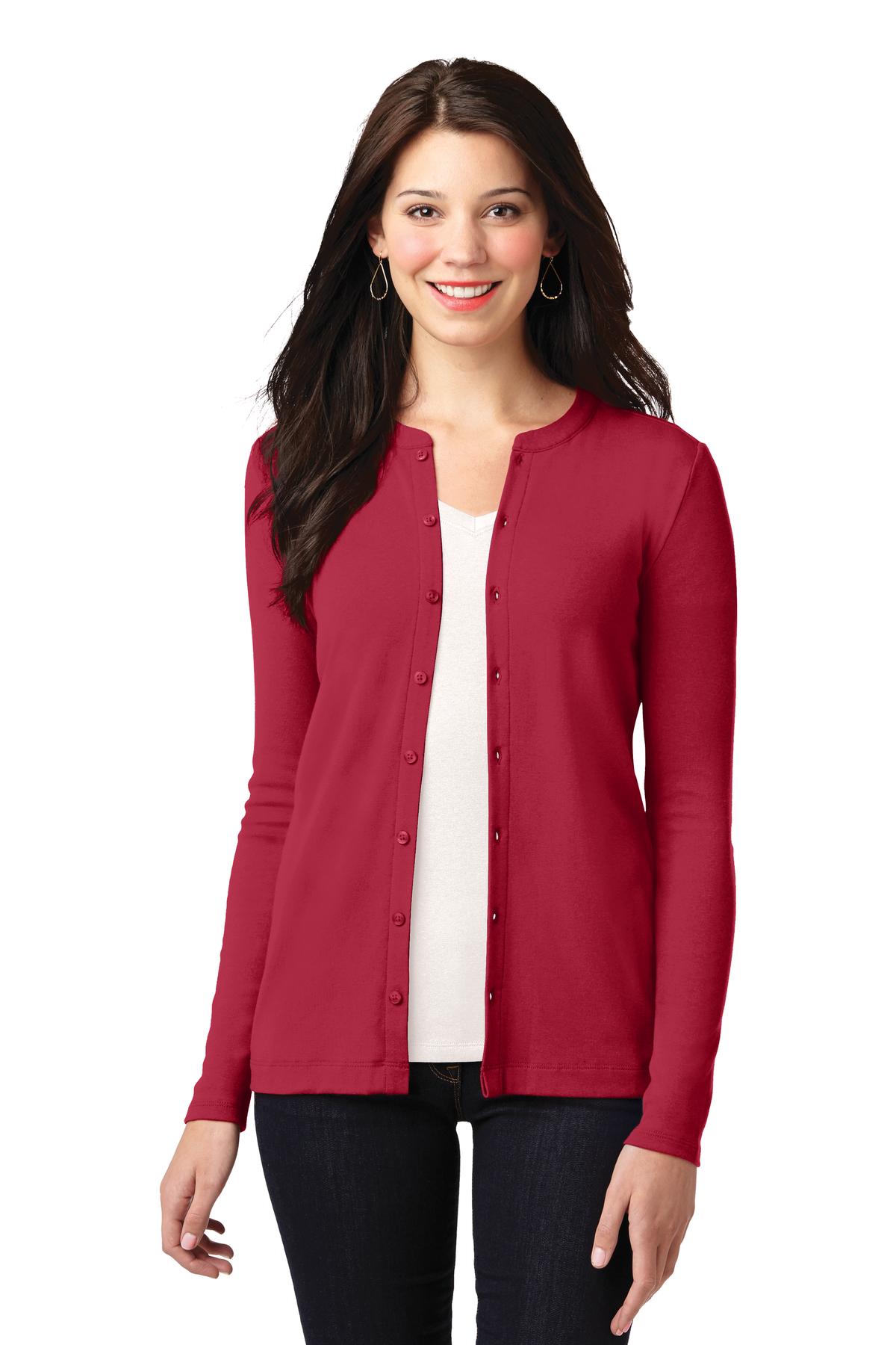Port Authority Women's Concept Stretch Button-Front Cardigan. LM1008 - Rich Red
