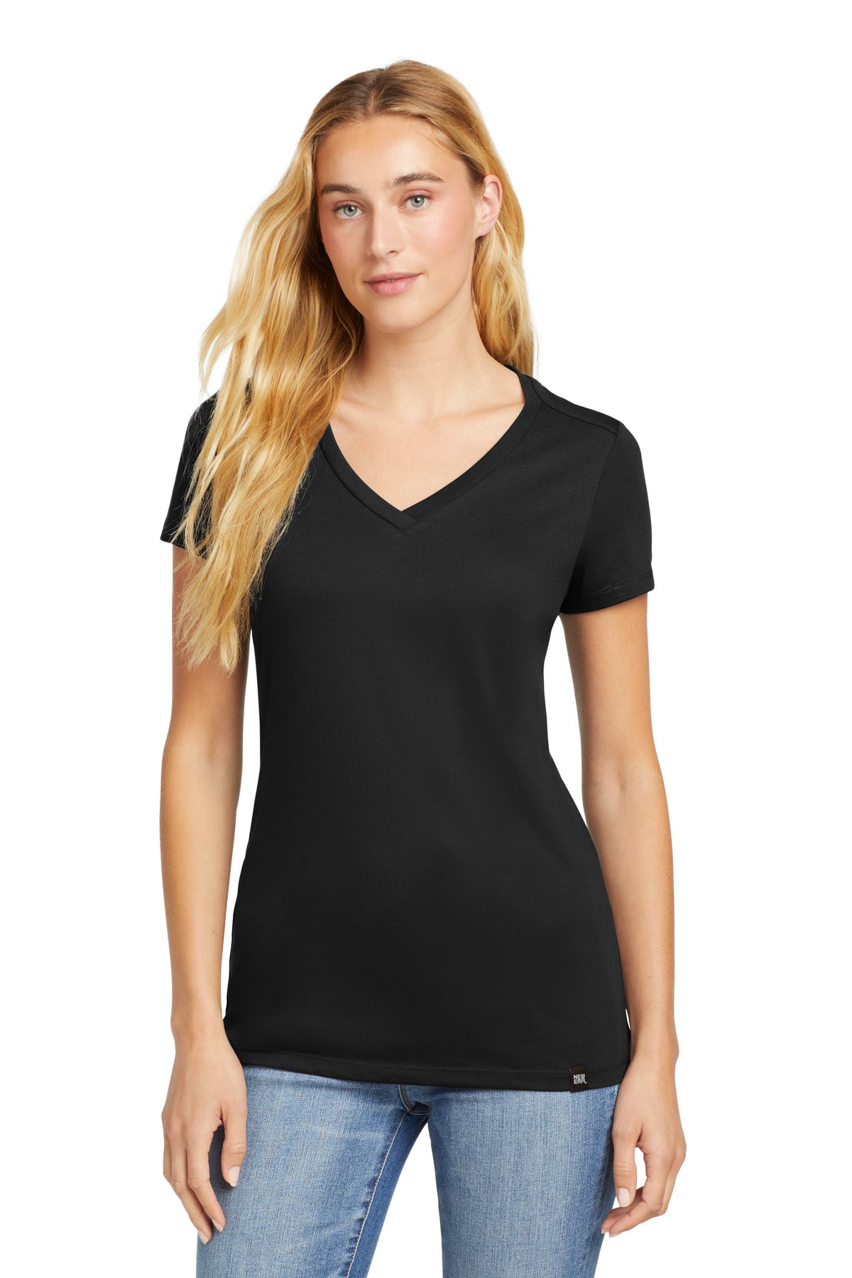 New Era  Women's Heritage Blend V-Neck Tee. LNEA101 - Black