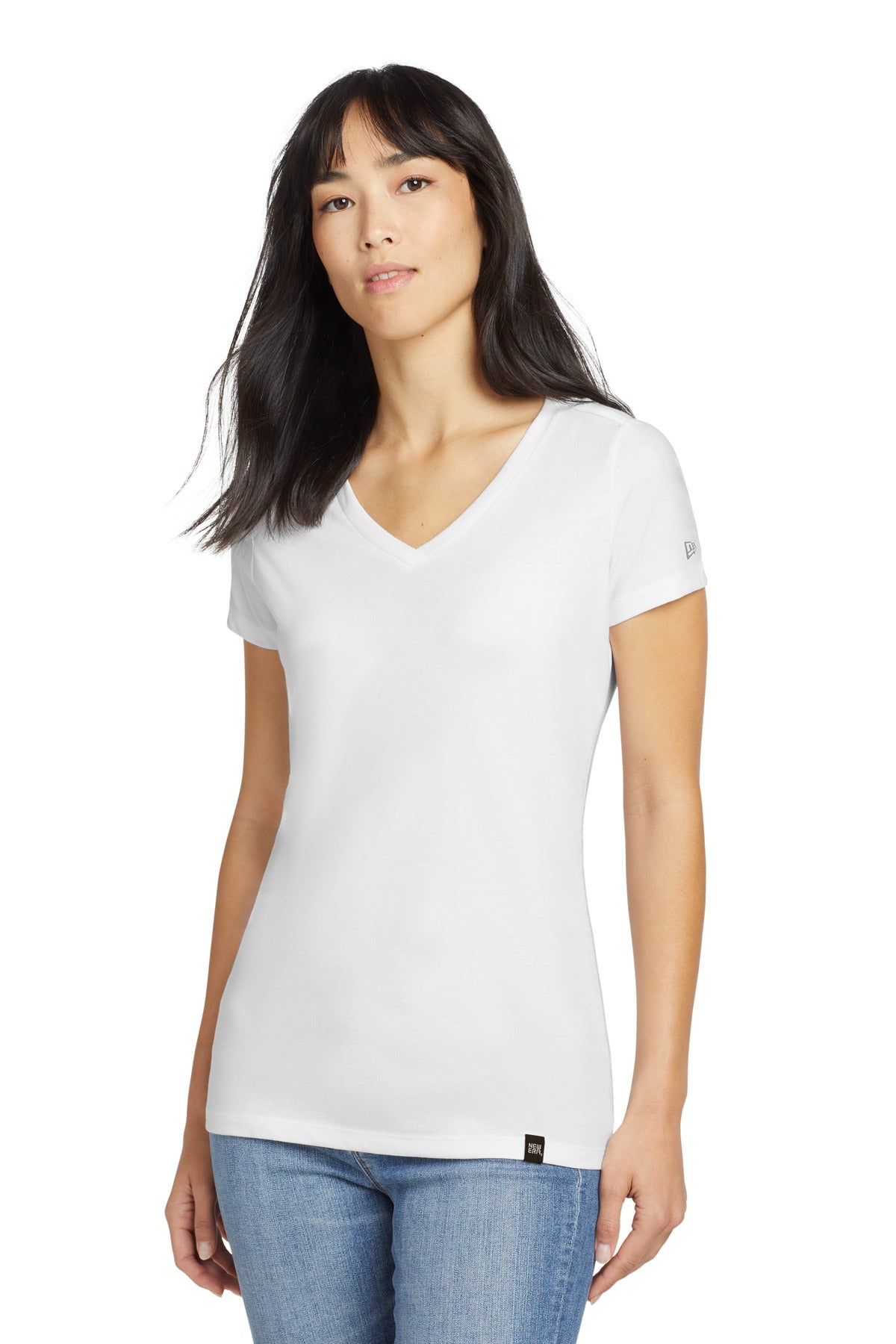 New Era  Women's Heritage Blend V-Neck Tee. LNEA101 - White
