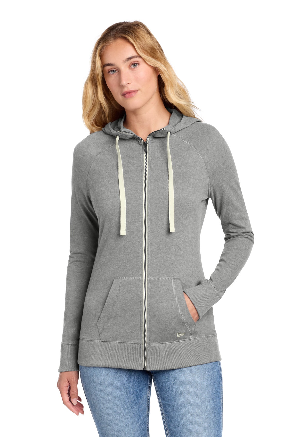 New Era Women's Sueded Cotton Blend Full-Zip Hoodie. LNEA122 - Shadow Grey Heather