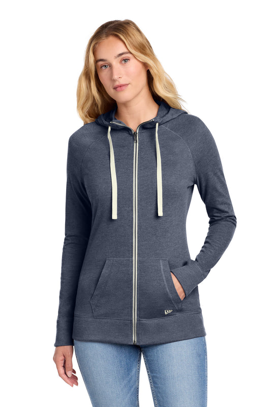 New Era Women's Sueded Cotton Blend Full-Zip Hoodie. LNEA122 - True Navy Heather