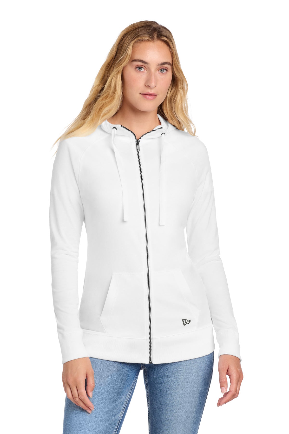 New Era Women's Sueded Cotton Blend Full-Zip Hoodie. LNEA122 - White