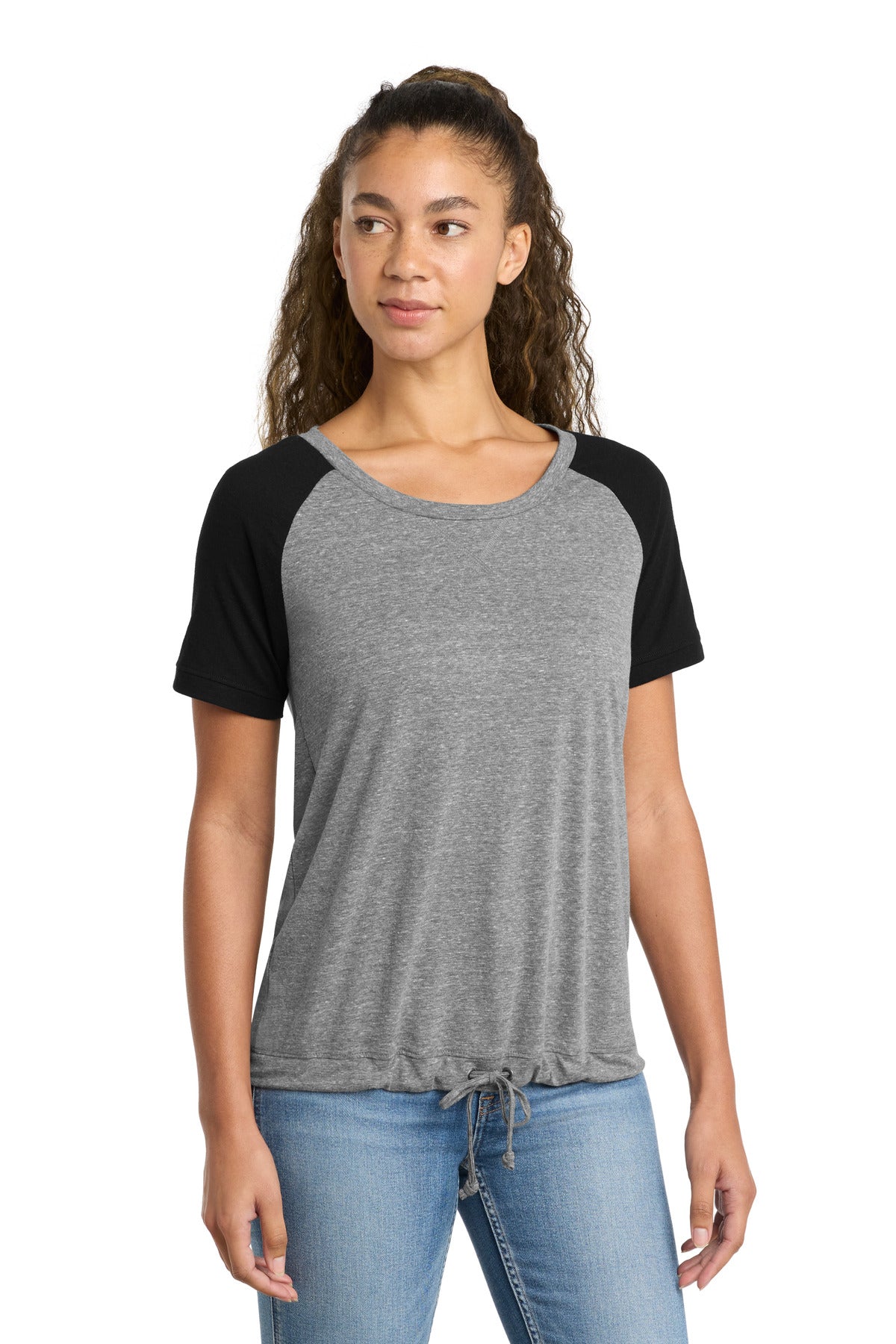 New Era  Women's Tri-Blend Performance Cinch Tee. LNEA133 - Shadow Grey/ Black