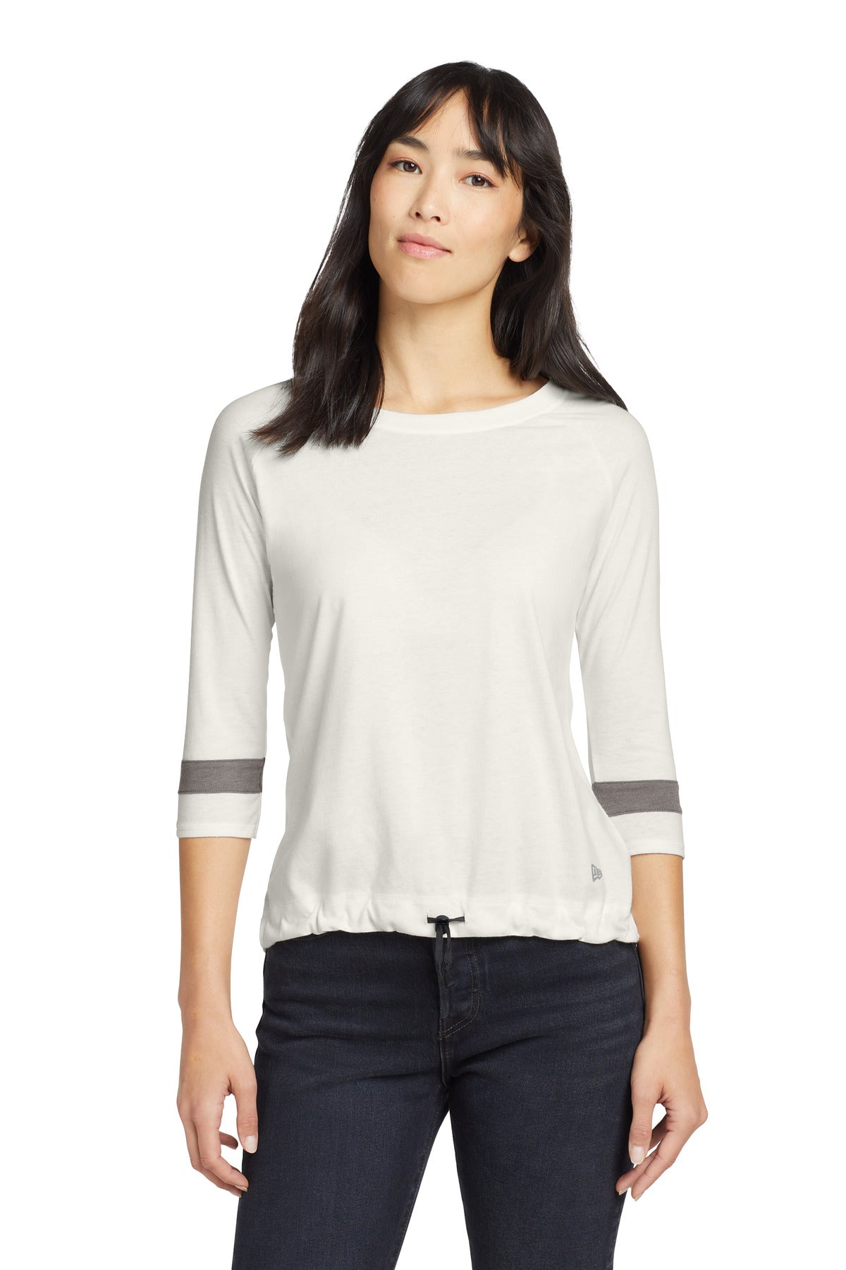 New Era  Women's Tri-Blend 3/4-Sleeve Tee LNEA136 - Fan White Solid/ Shadow Grey