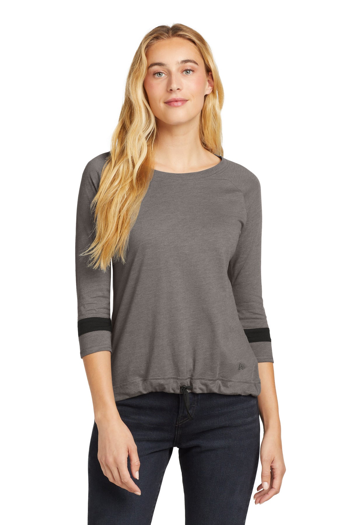 New Era  Women's Tri-Blend 3/4-Sleeve Tee LNEA136 - Shadow Grey/ Black Solid
