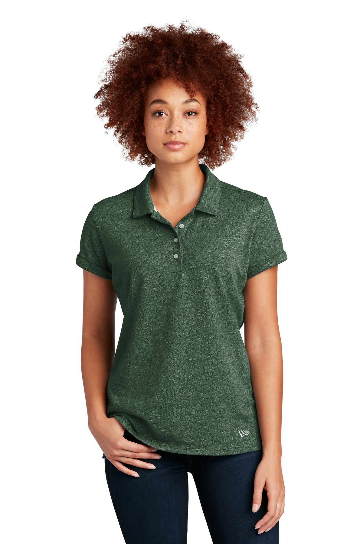 New Era  Women's Slub Twist Polo LNEA301 - Dark Green Twist