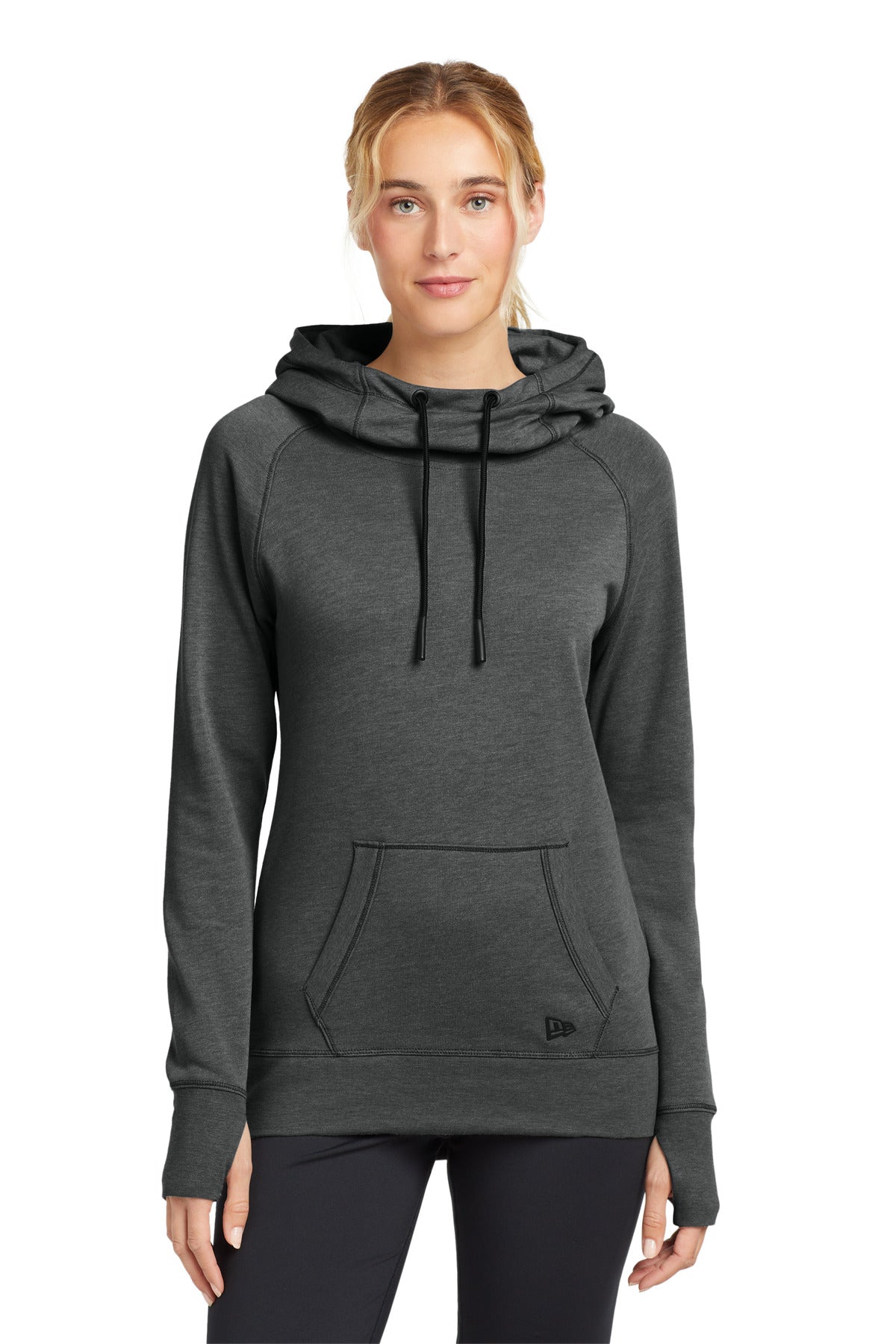 New Era  Women's Tri-Blend Fleece Pullover Hoodie. LNEA510 - Black Heather