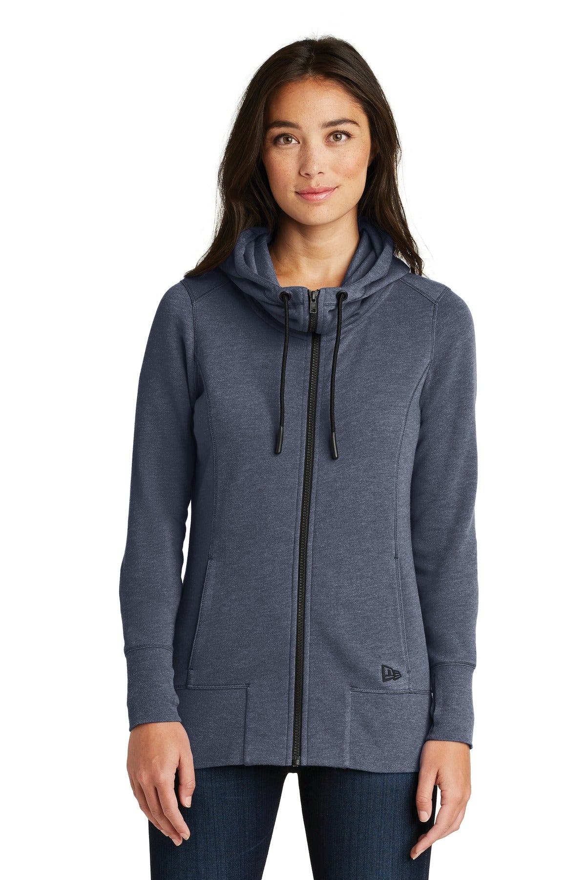 New Era  Women's Tri-Blend Fleece Full-Zip Hoodie. LNEA511 - True Navy Heather