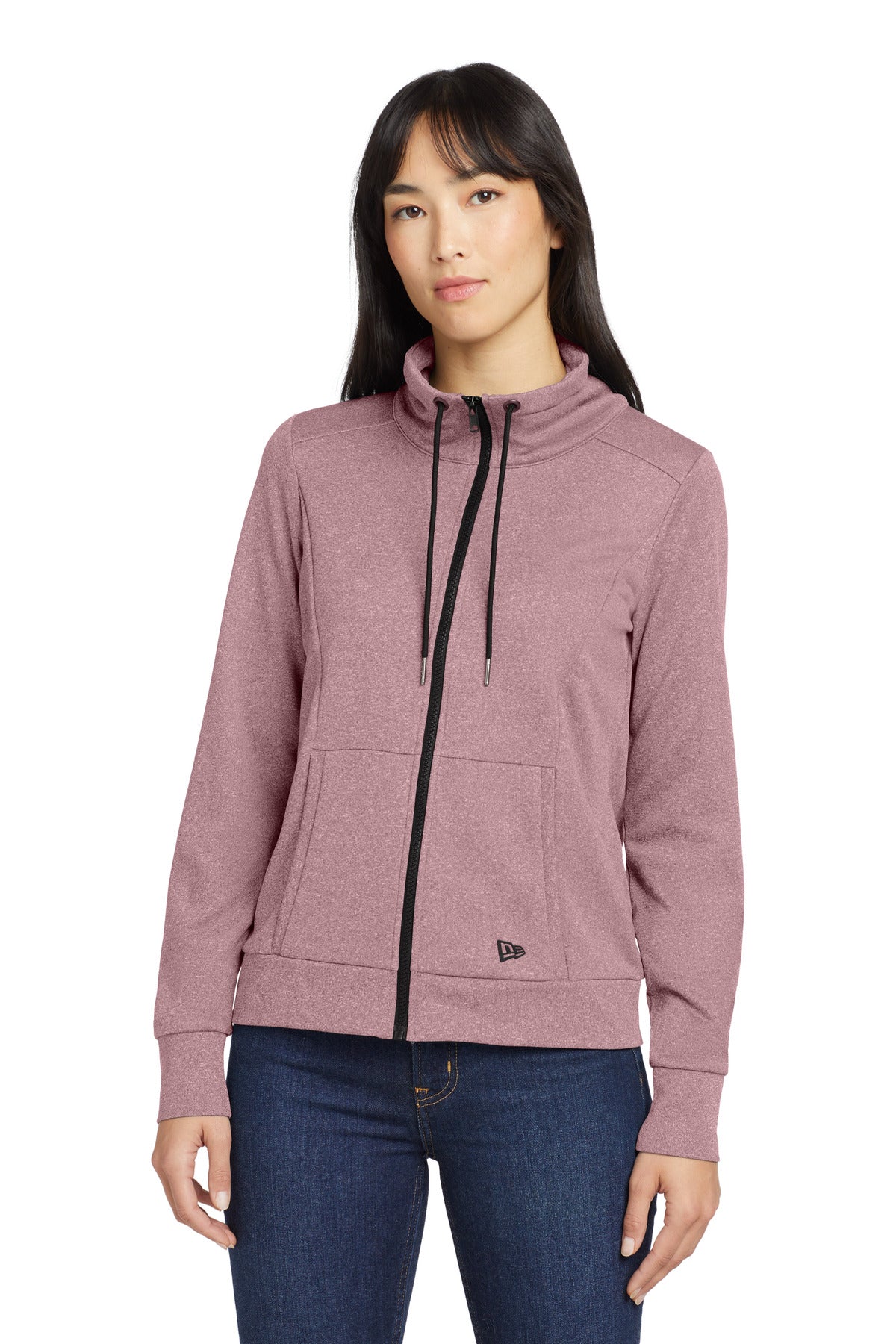 New Era Women's Performance Terry Full-Zip Cowl LNEA530 - Dusty Mauve Heather
