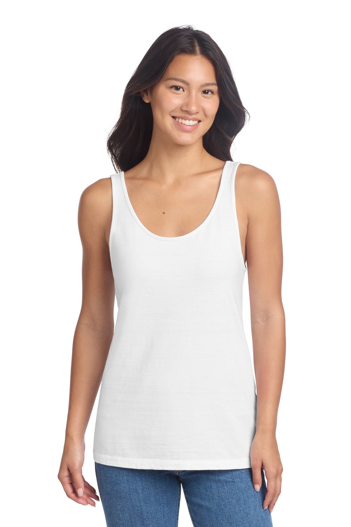 Port & Co Women's Beach Wash Garment-Dyed Tank LPC099TT - White