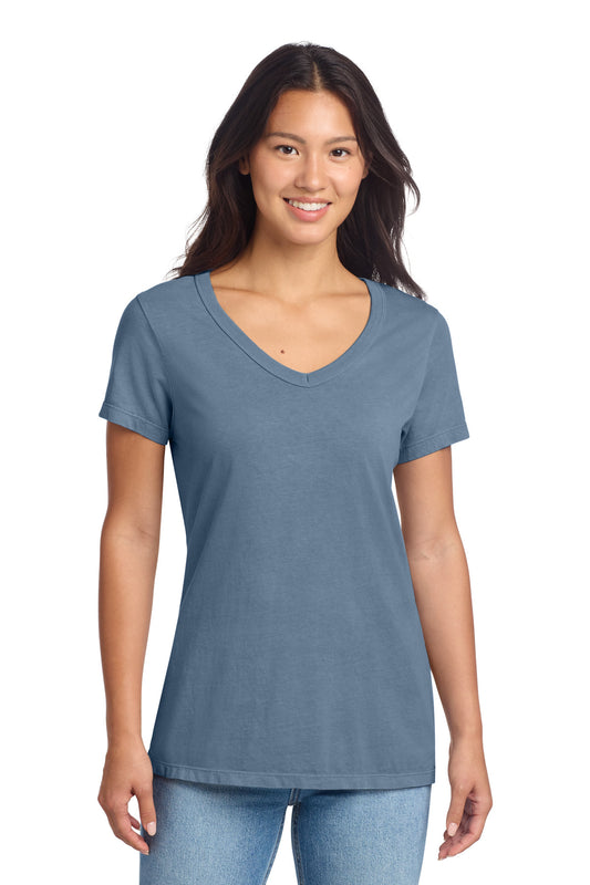 Port & Co Women's Beach Wash Garment-Dyed V-Neck Tee LPC099V - Faded Denim
