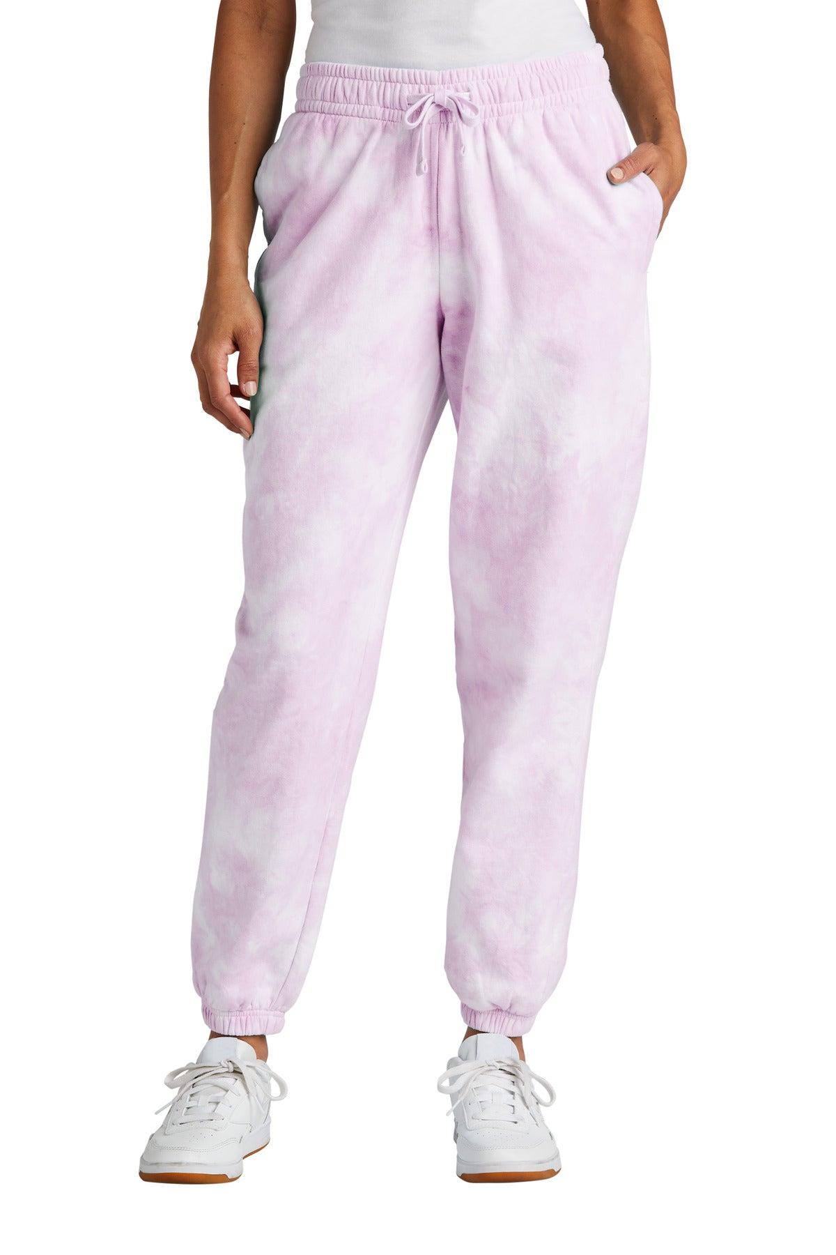 Port & Co Women's Beach Wash Cloud Tie-Dye Sweatpant LPC140P - Cerise Pink