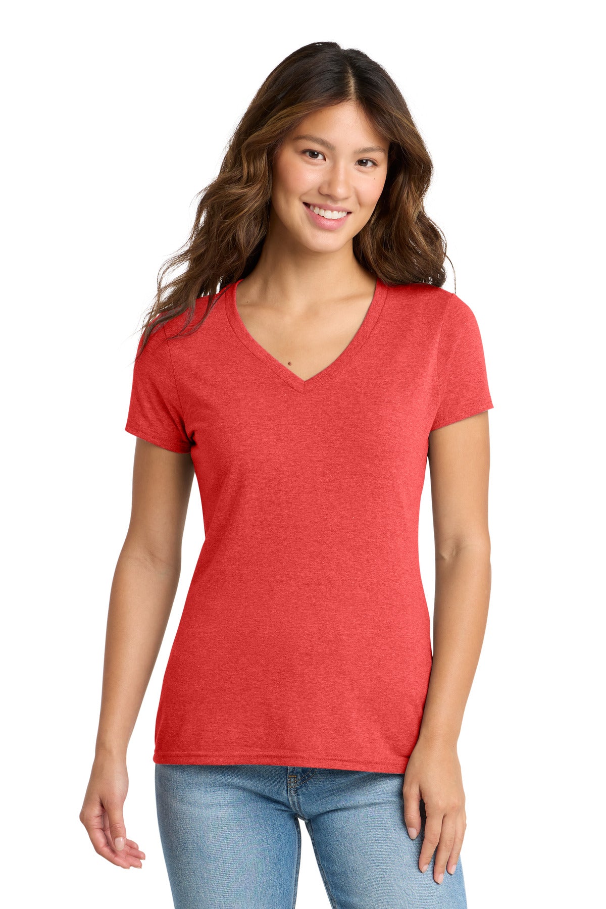Port & Co Women's Tri-Blend V-Neck Tee. LPC330V - Bright Red Heather