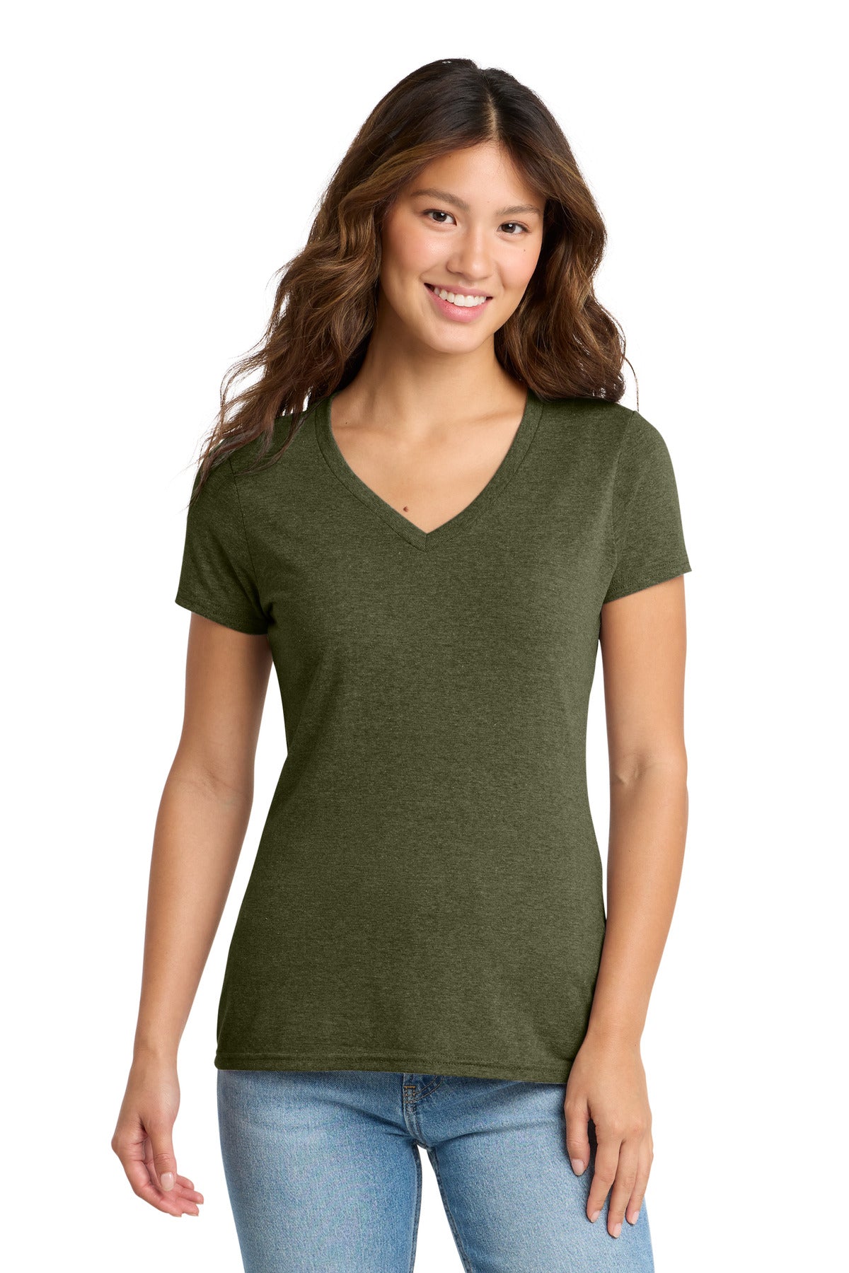 Port & Co Women's Tri-Blend V-Neck Tee. LPC330V - Military Green Heather