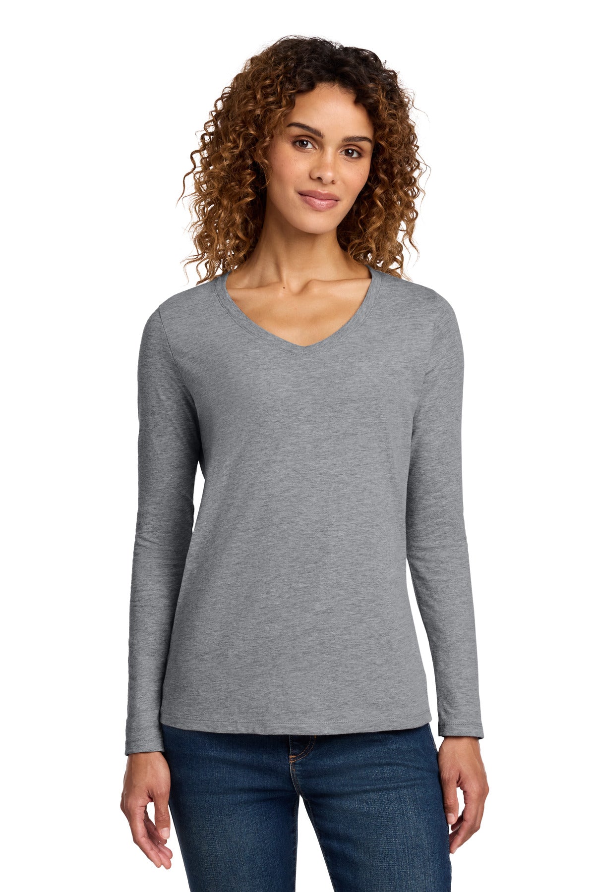 Port & Co Women's Long Sleeve Fan Favorite V-Neck Tee. LPC450VLS - Athletic Heather