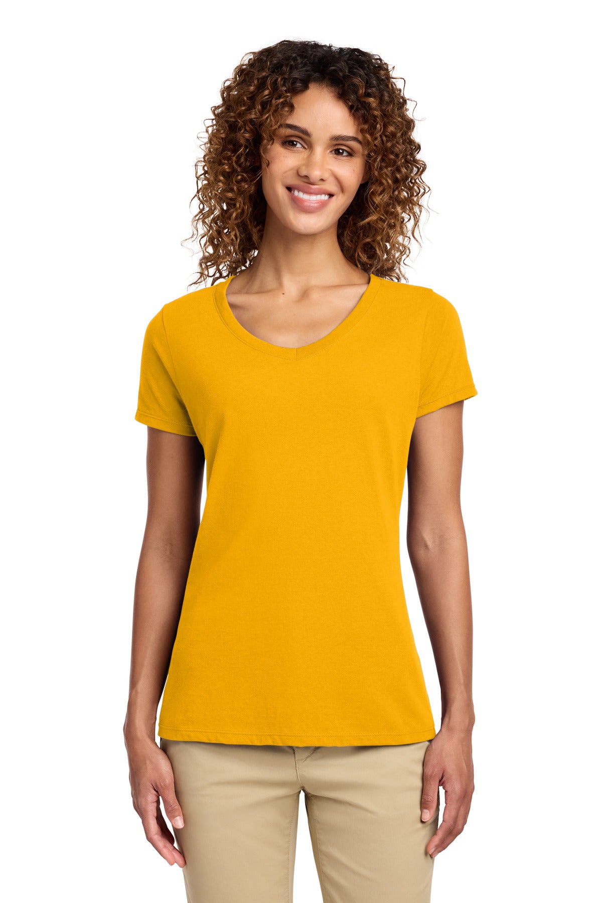 Port & Co Women's Fan Favorite V-Neck Tee. LPC450V - Bright Gold