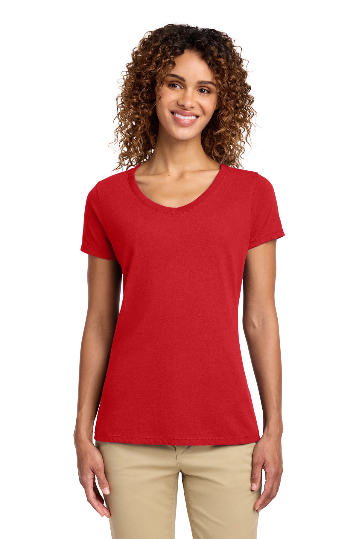 Port & Co Women's Fan Favorite V-Neck Tee. LPC450V - Bright Red