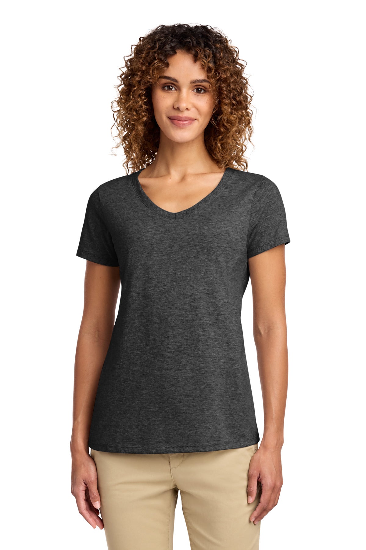 Port & Co Women's Fan Favorite V-Neck Tee. LPC450V - Dark Heather Grey