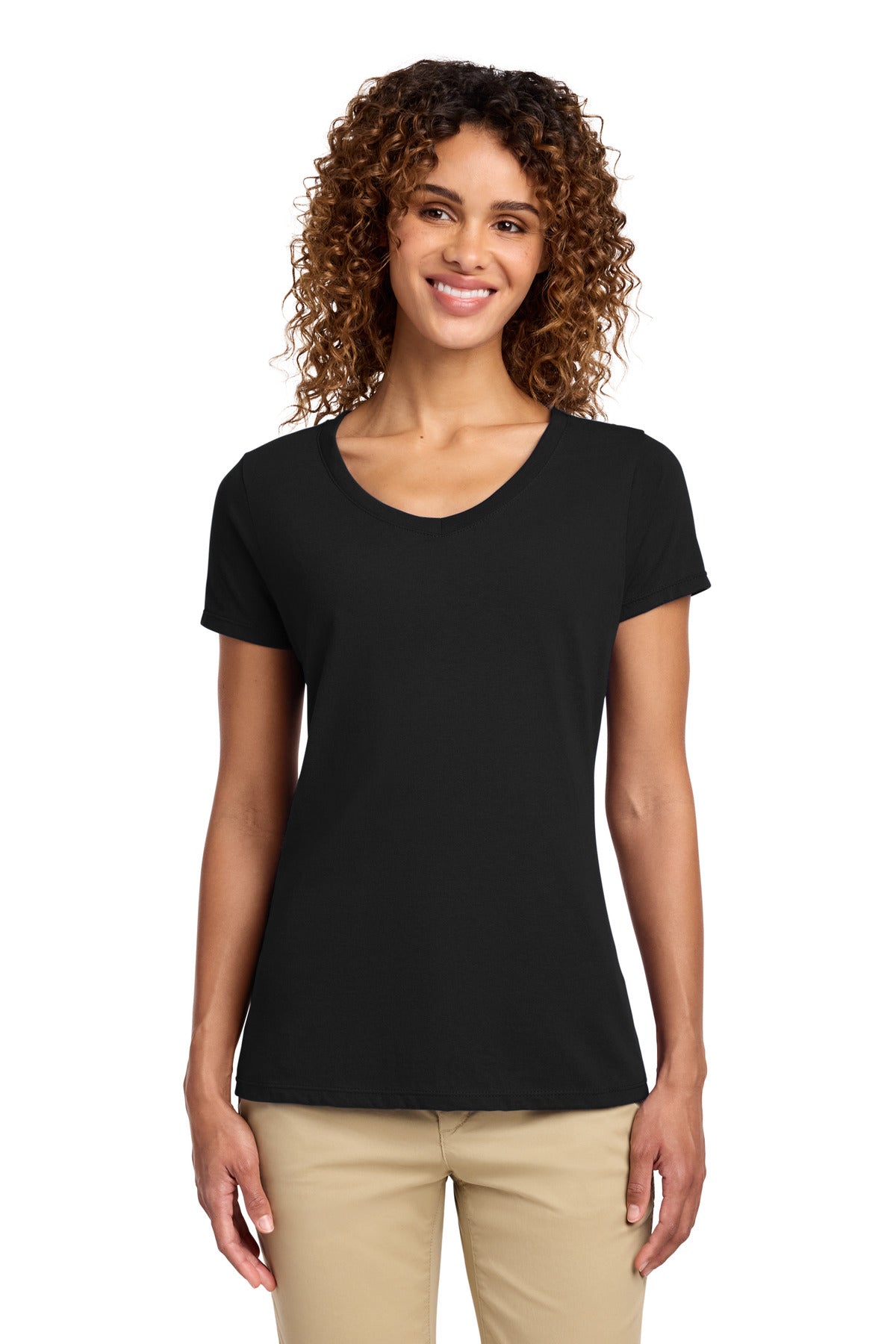 Port & Co Women's Fan Favorite V-Neck Tee. LPC450V - Jet Black