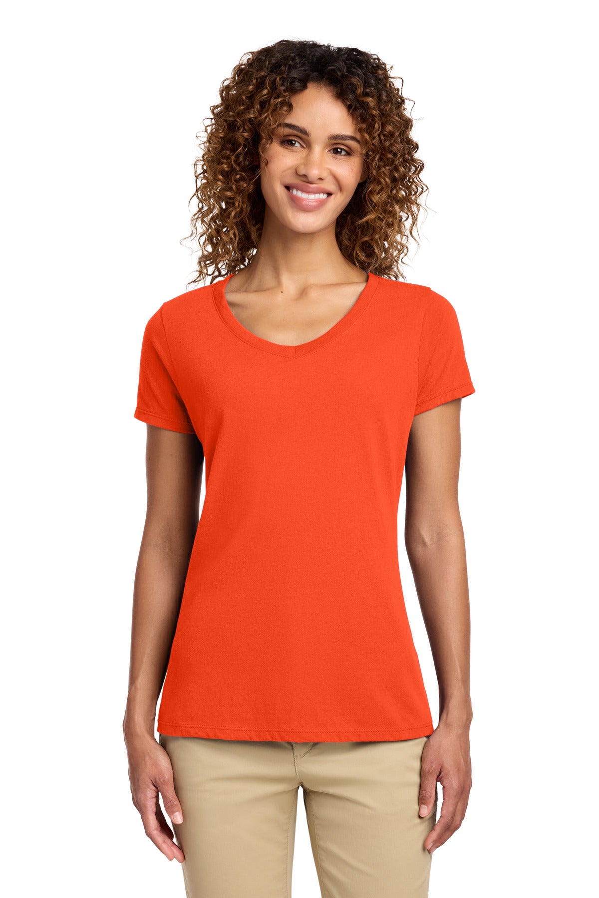 Port & Co Women's Fan Favorite V-Neck Tee. LPC450V - Orange