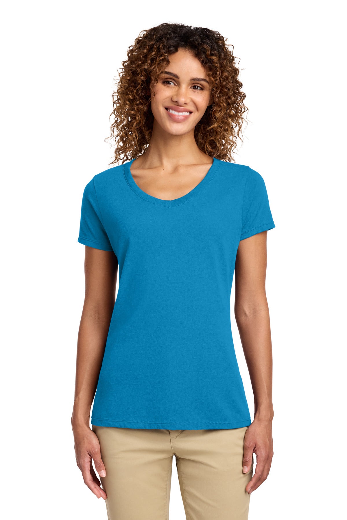 Port & Co Women's Fan Favorite V-Neck Tee. LPC450V - Sapphire