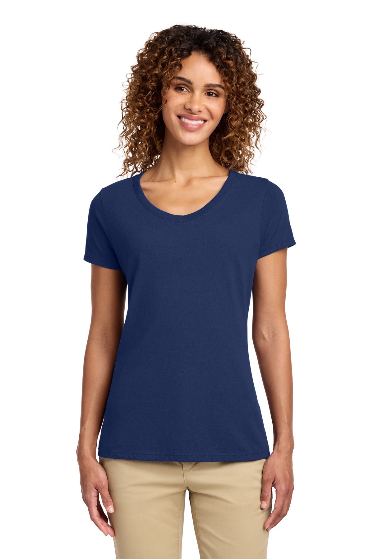 Port & Co Women's Fan Favorite V-Neck Tee. LPC450V - Team Navy