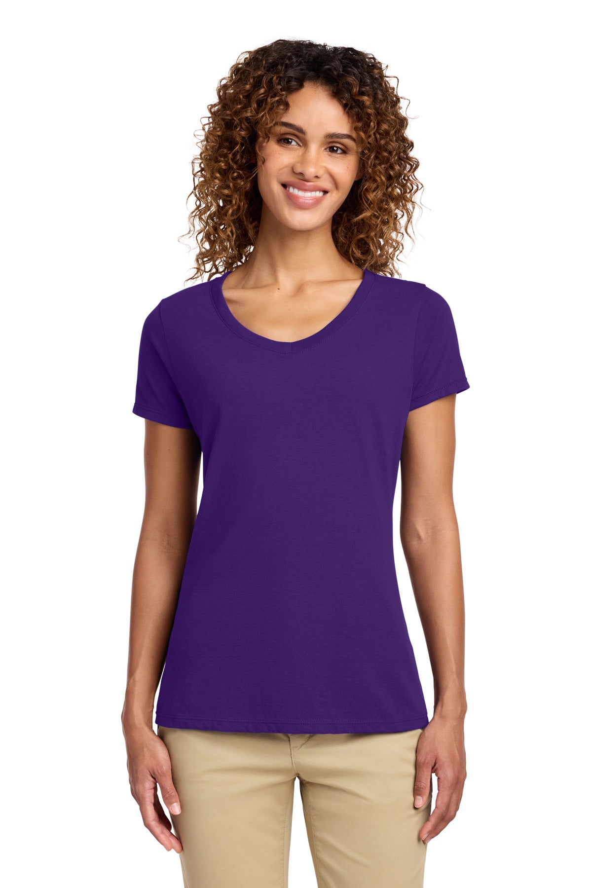 Port & Co Women's Fan Favorite V-Neck Tee. LPC450V - Team Purple