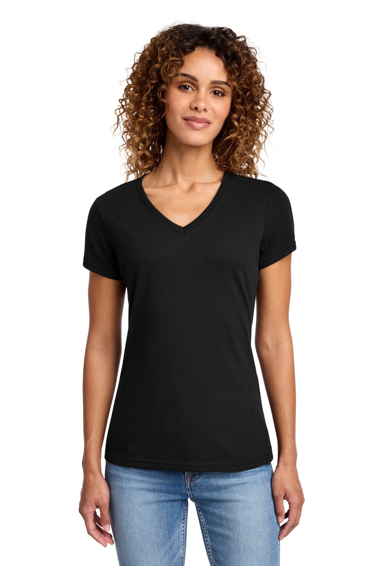 Port & Co Women's Fan Favorite Blend V-Neck Tee. LPC455V - Jet Black