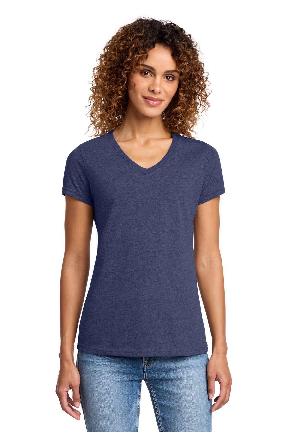 Port & Co Women's Fan Favorite Blend V-Neck Tee. LPC455V - Team Navy Heather