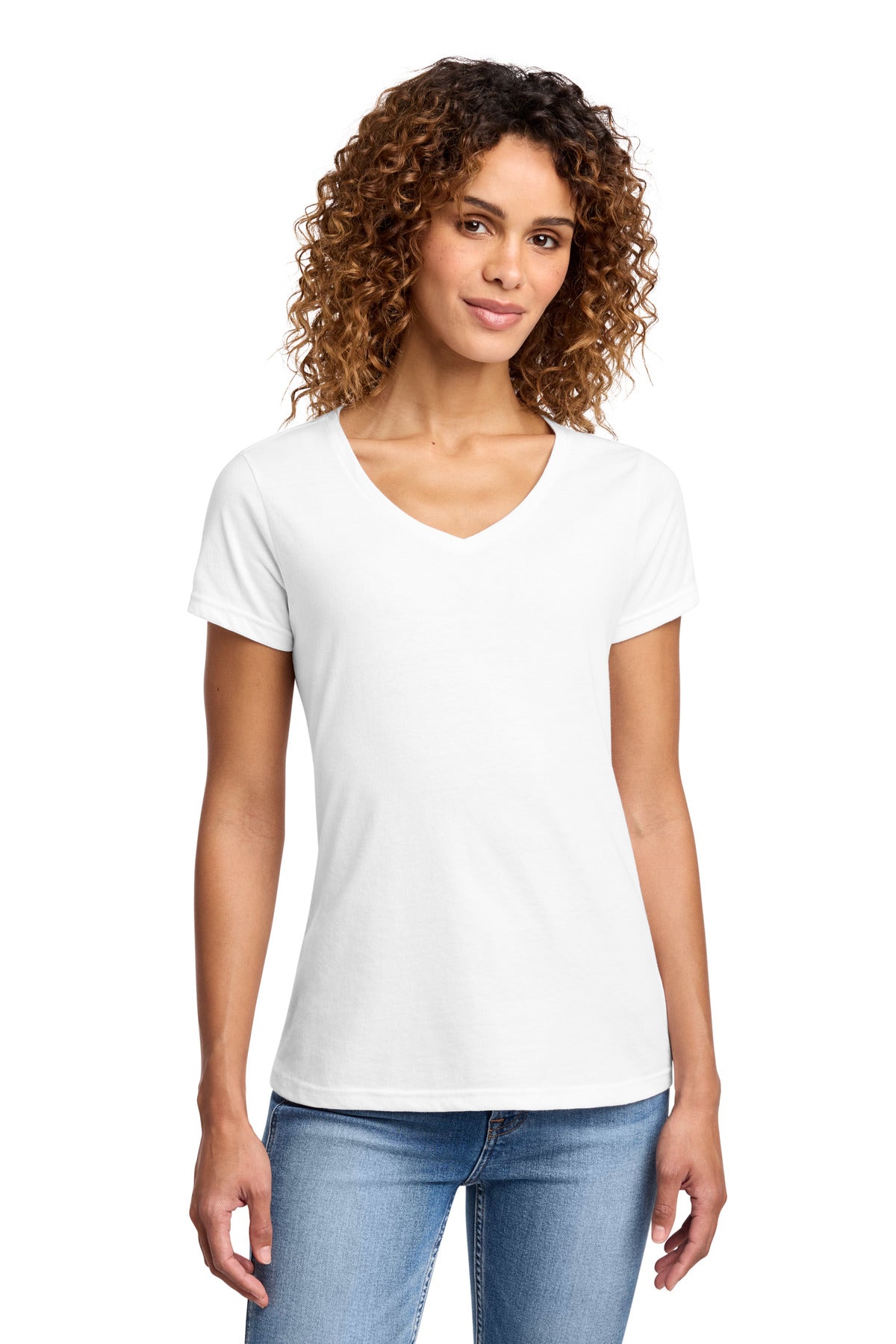Port & Co Women's Fan Favorite Blend V-Neck Tee. LPC455V - White