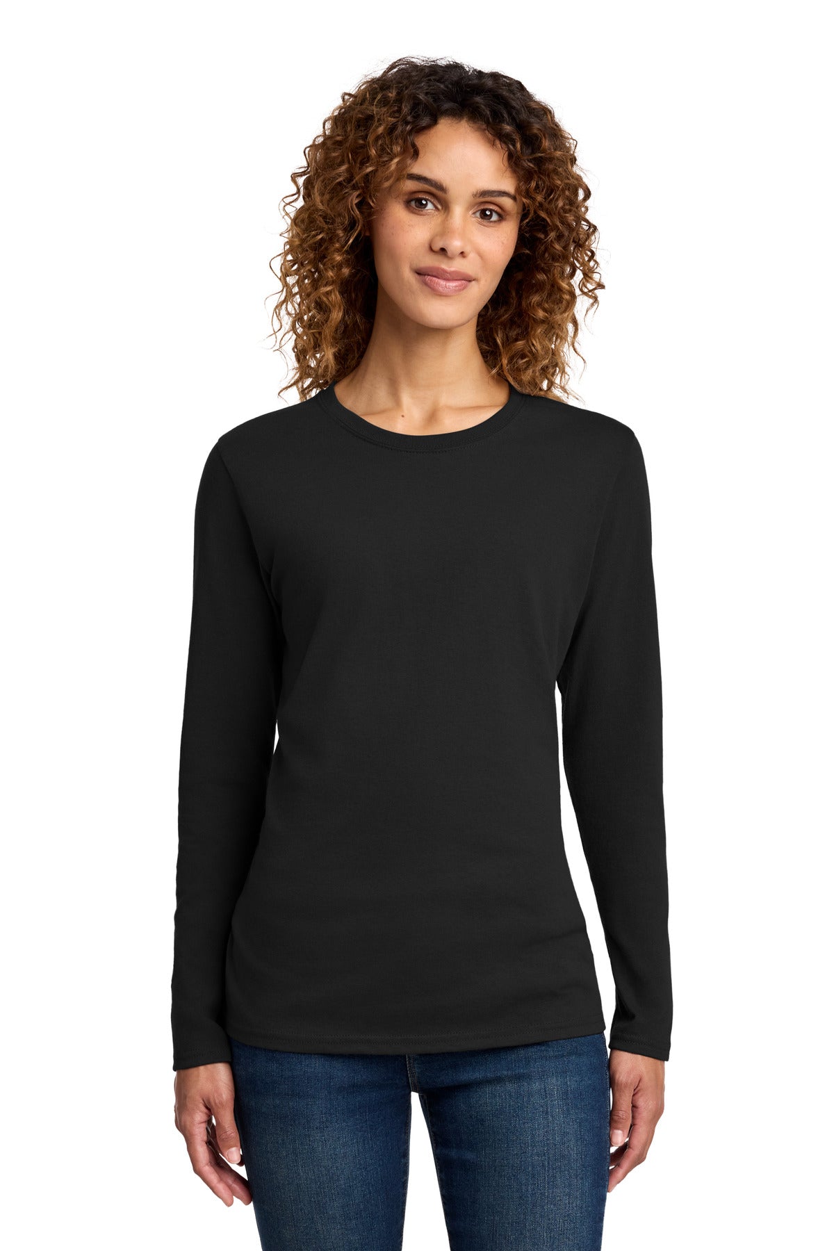 Port & Co Women's Long Sleeve Core Cotton Tee. LPC54LS - Jet Black
