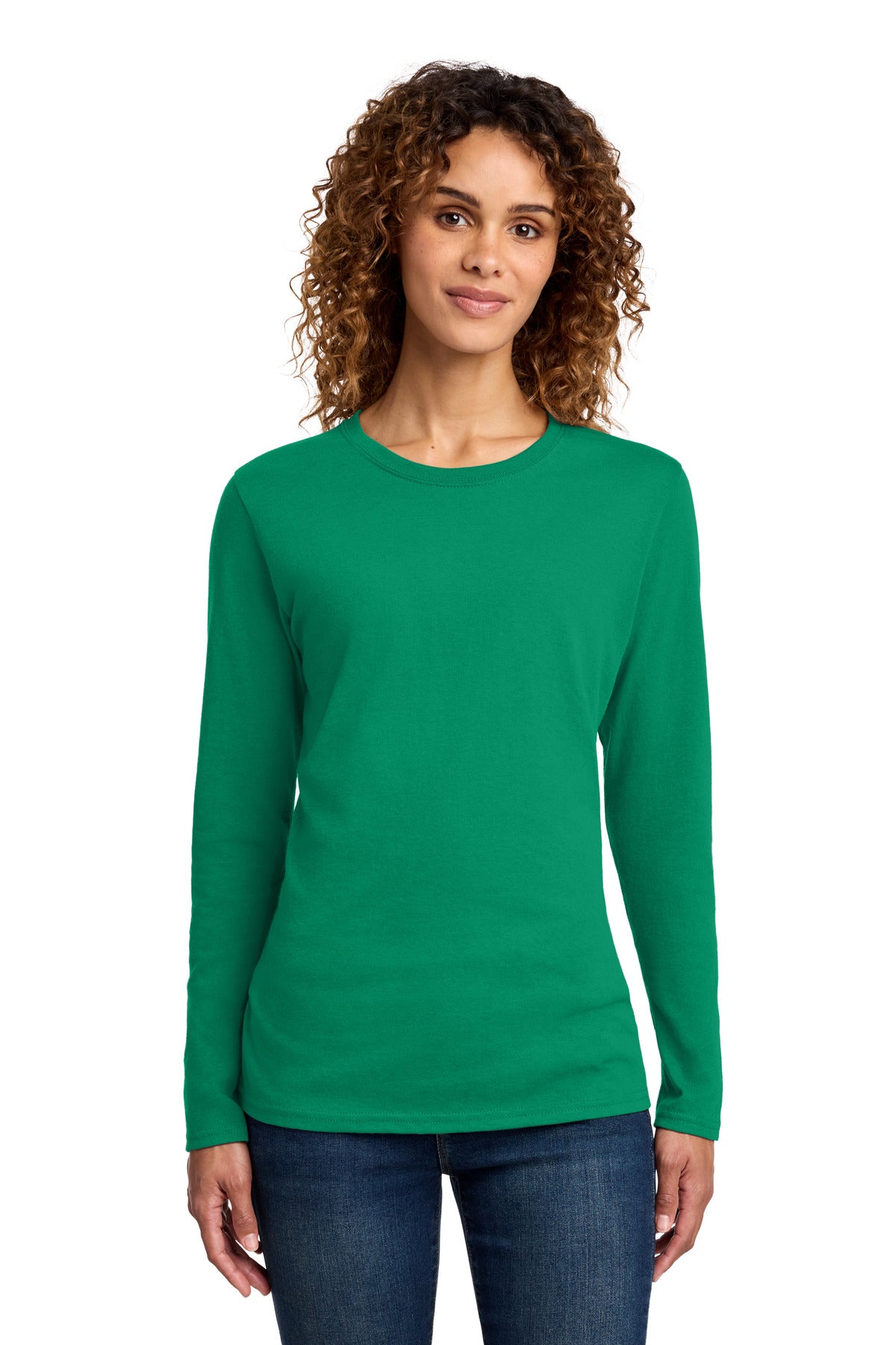 Port & Co Women's Long Sleeve Core Cotton Tee. LPC54LS - Kelly