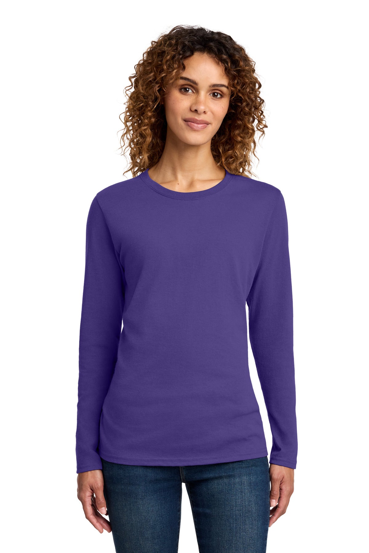 Port & Co Women's Long Sleeve Core Cotton Tee. LPC54LS - Purple