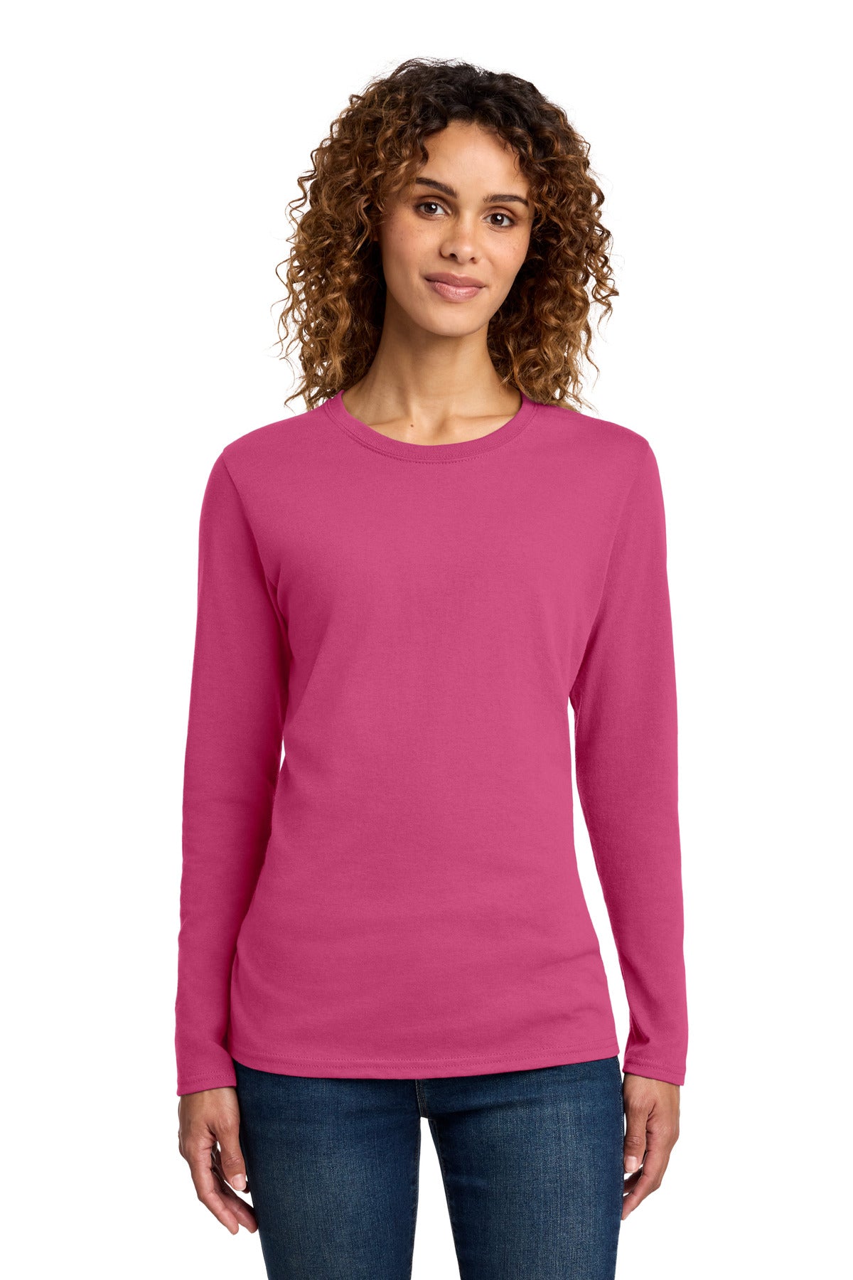 Port & Co Women's Long Sleeve Core Cotton Tee. LPC54LS - Sangria