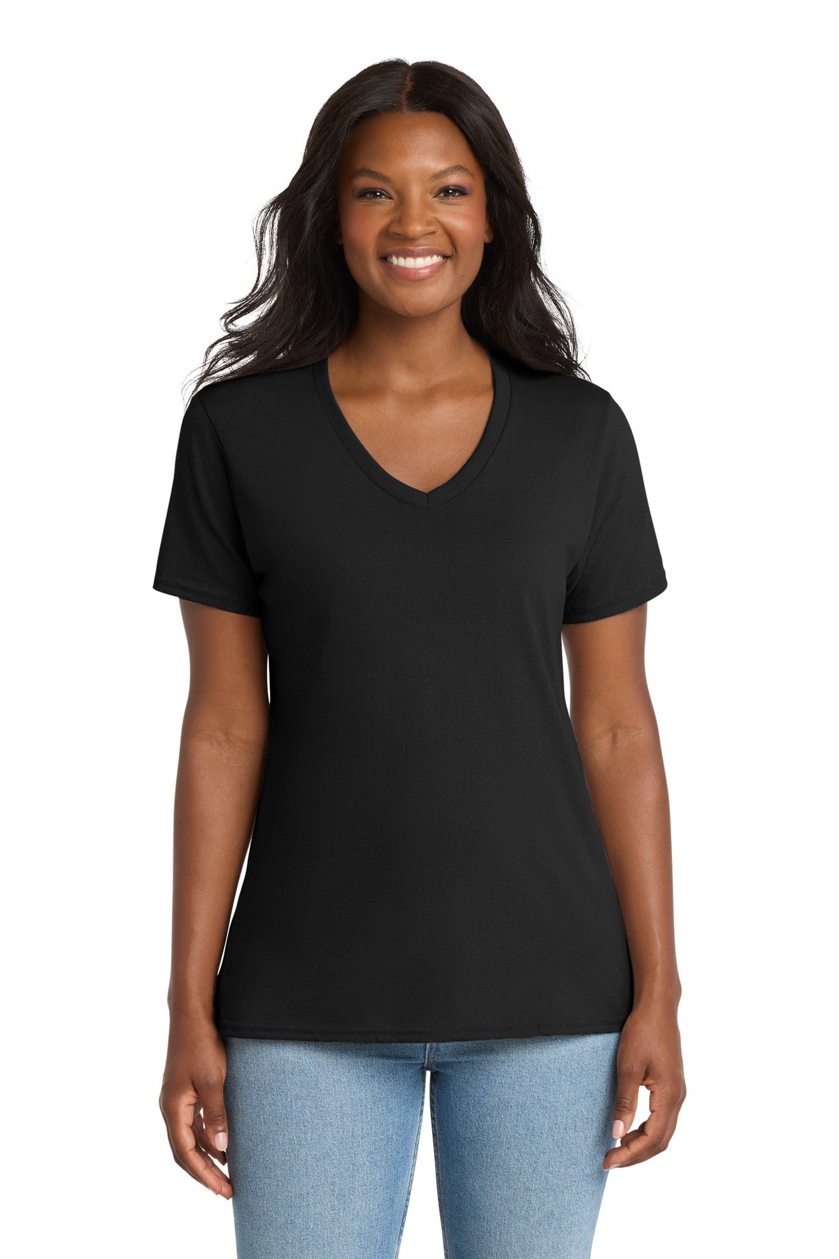 Port & Co Women's Core Cotton V-Neck Tee. LPC54V - Jet Black
