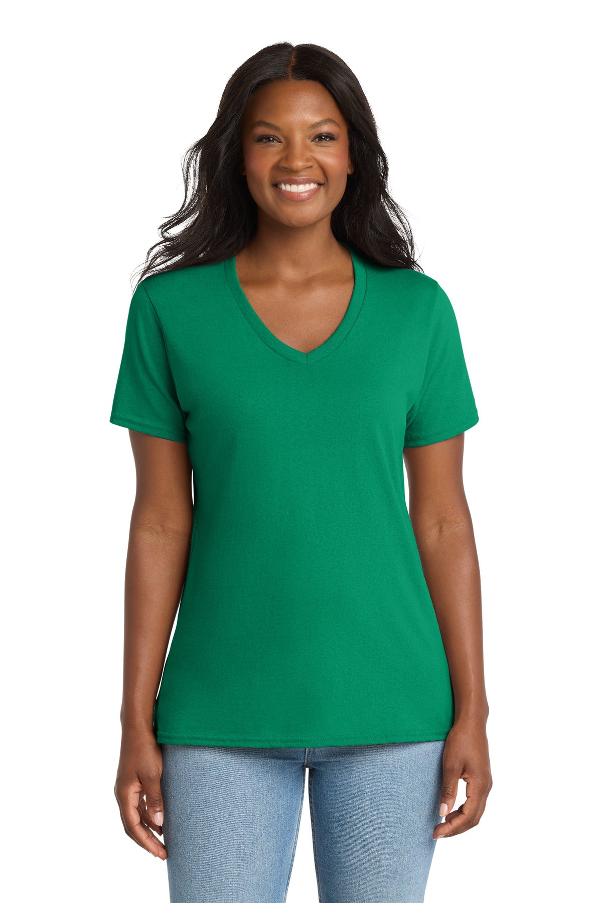 Port & Co Women's Core Cotton V-Neck Tee. LPC54V - Kelly