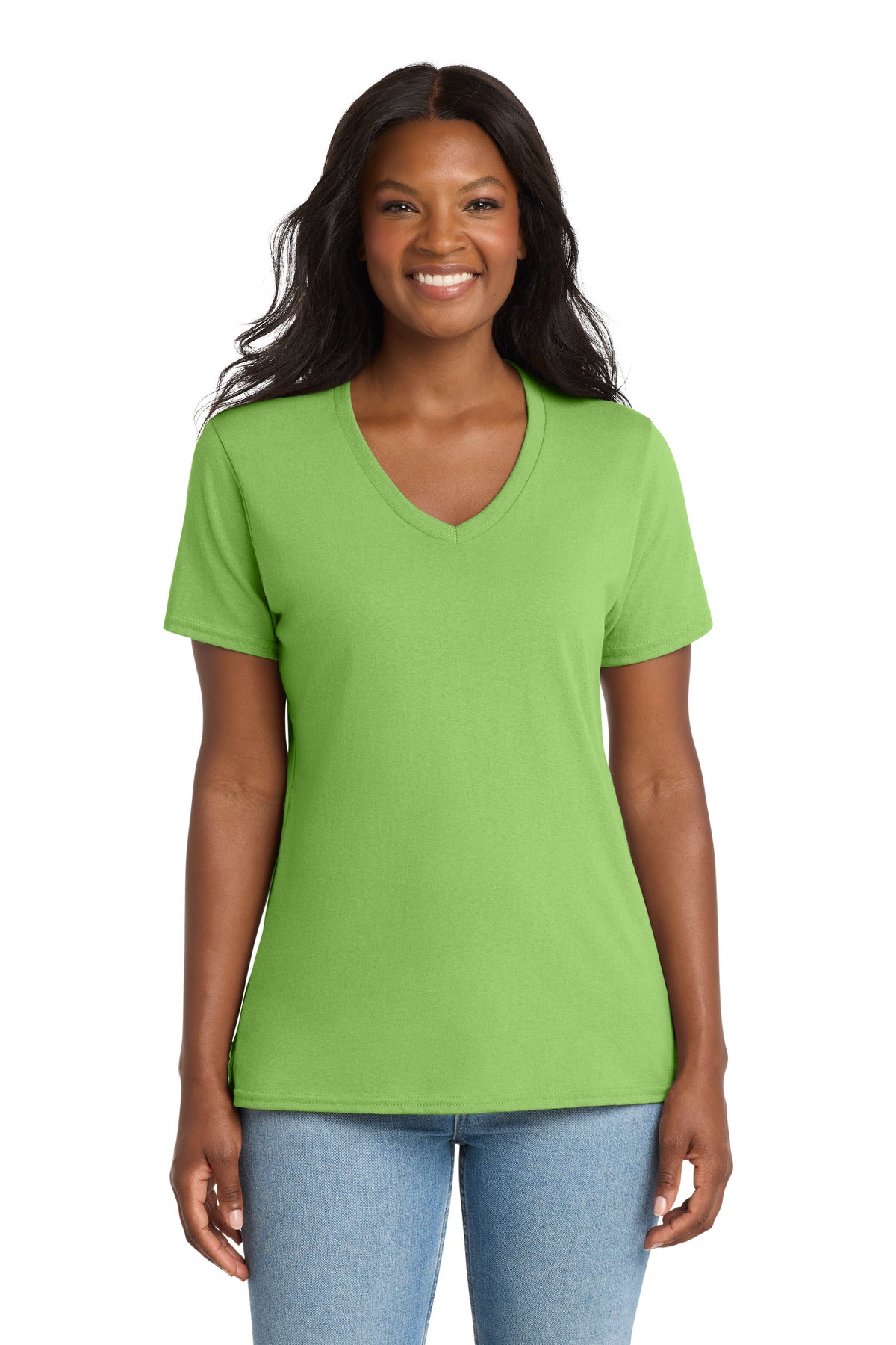 Port & Co Women's Core Cotton V-Neck Tee. LPC54V - Lime